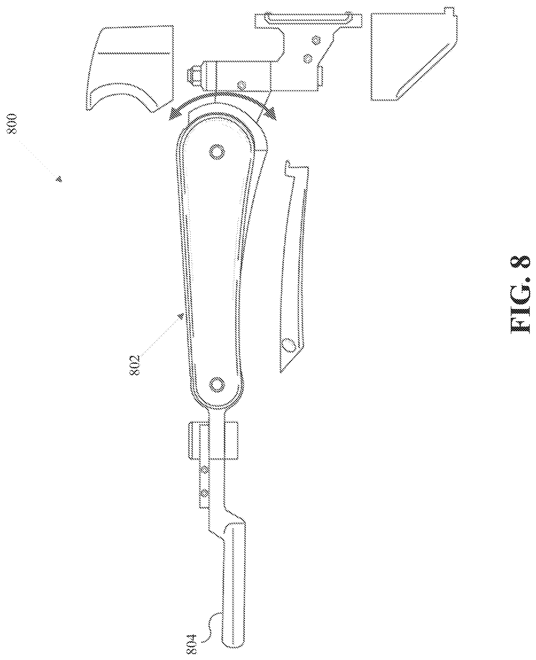 Patent US12098801 Figure 8 – Locking release mechanism for an articulated support arm