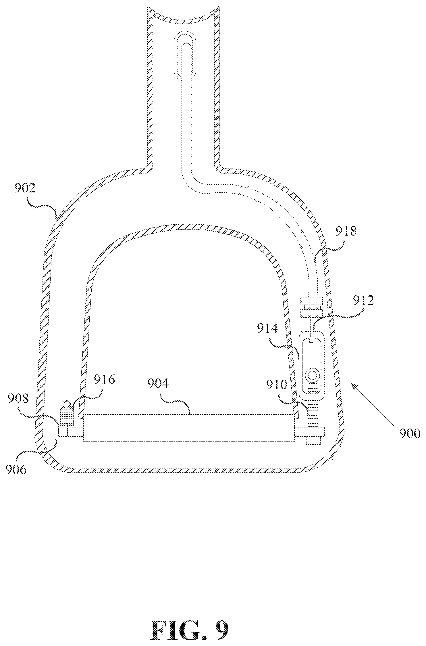 Patent US12098801 Figure 9 – Locking release mechanism for an articulated support arm