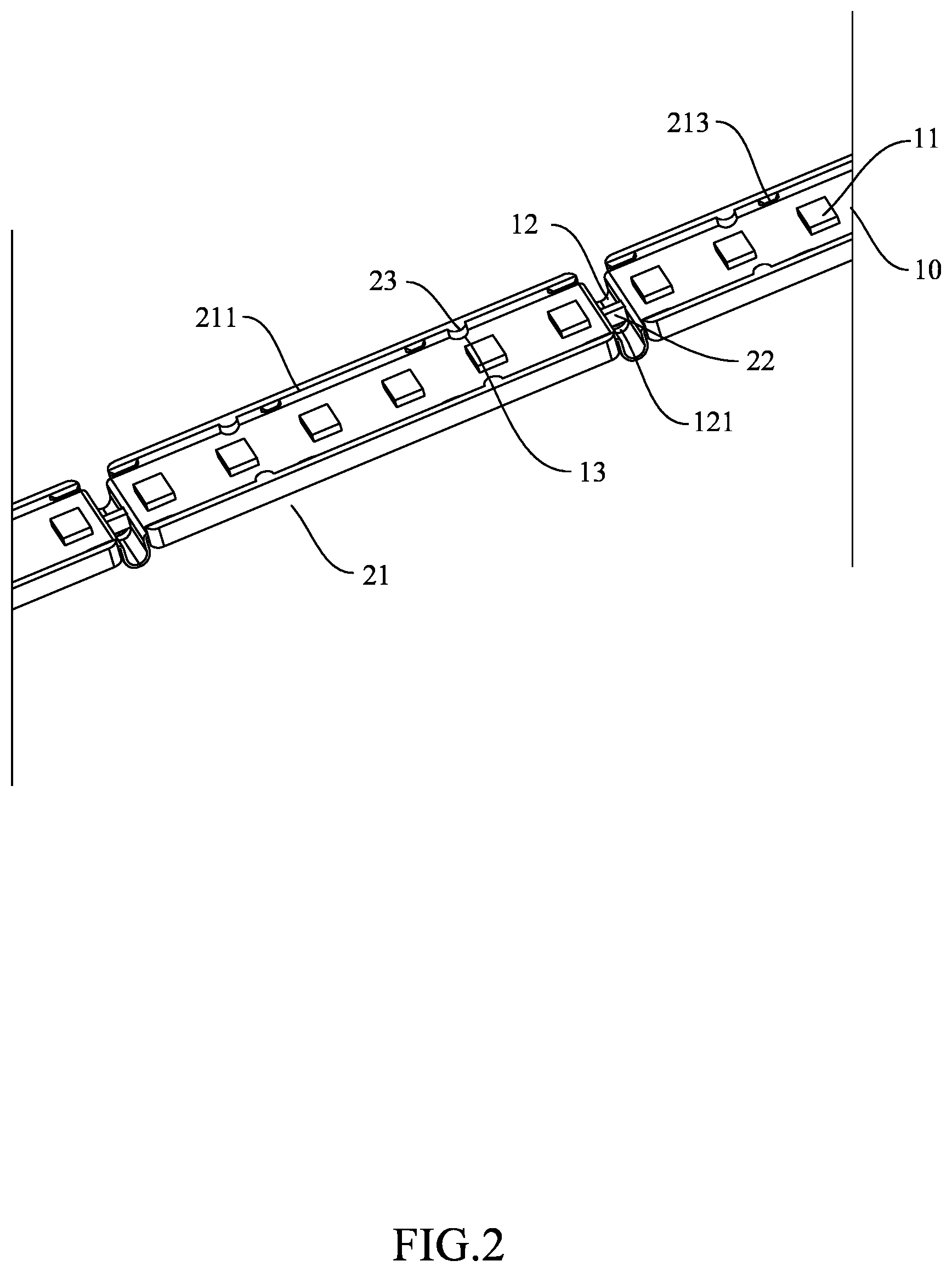Patent US12098813 Figure 2 – Seamlessly illuminating bendable light strip and manufacturing process thereof