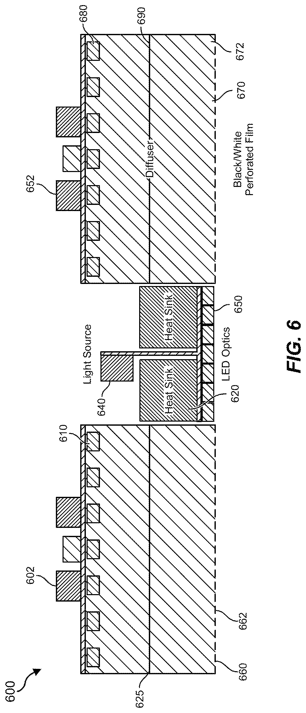 Patent US12098819 Figure 4 – Stage lighting assembly with perforated layer