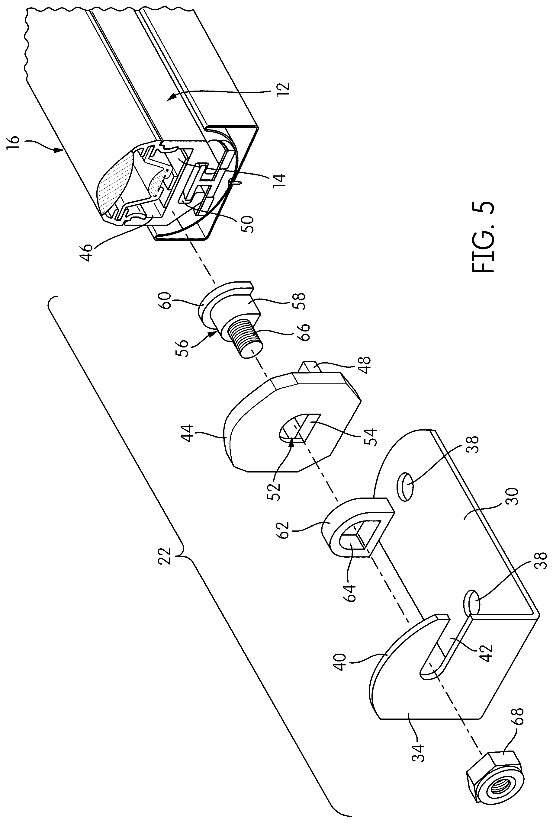 Patent US12098828 Figure 4 – Rotating bracket for linear lighting