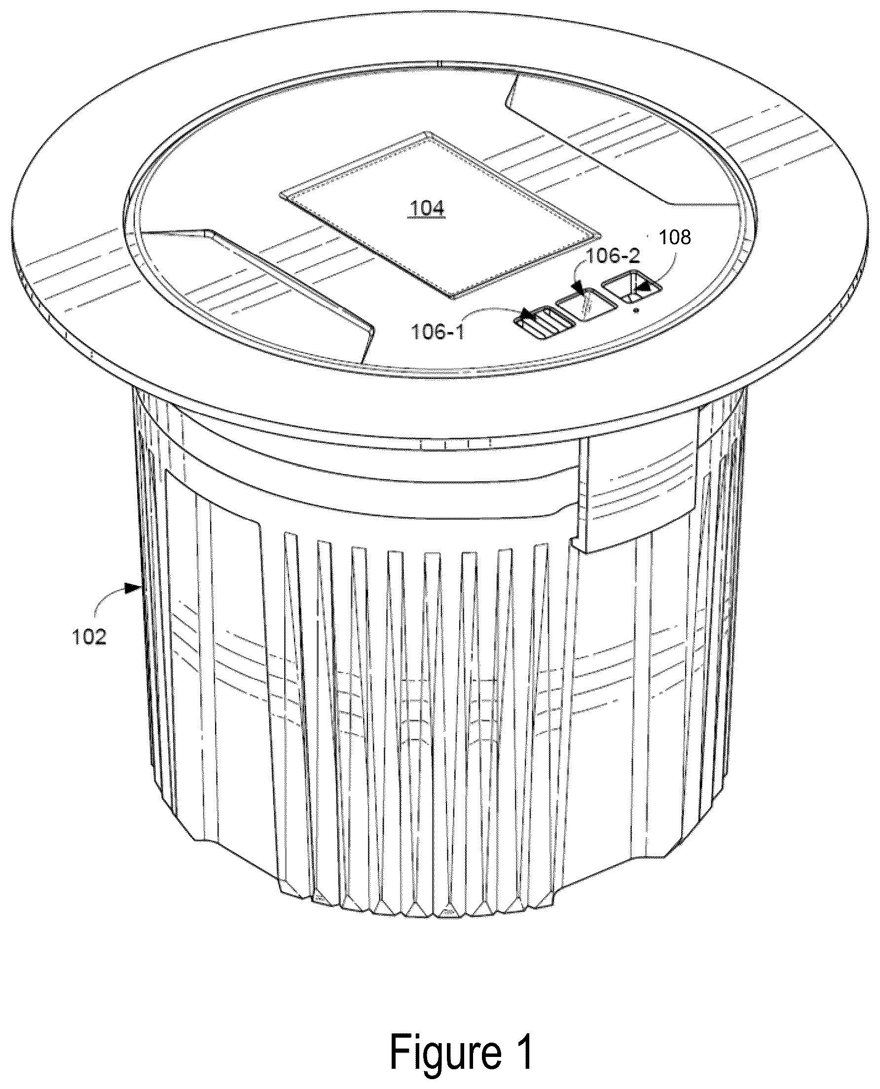 Patent US12098833 Figure 1 – Pogo pin slot for rapid UV light module replacement