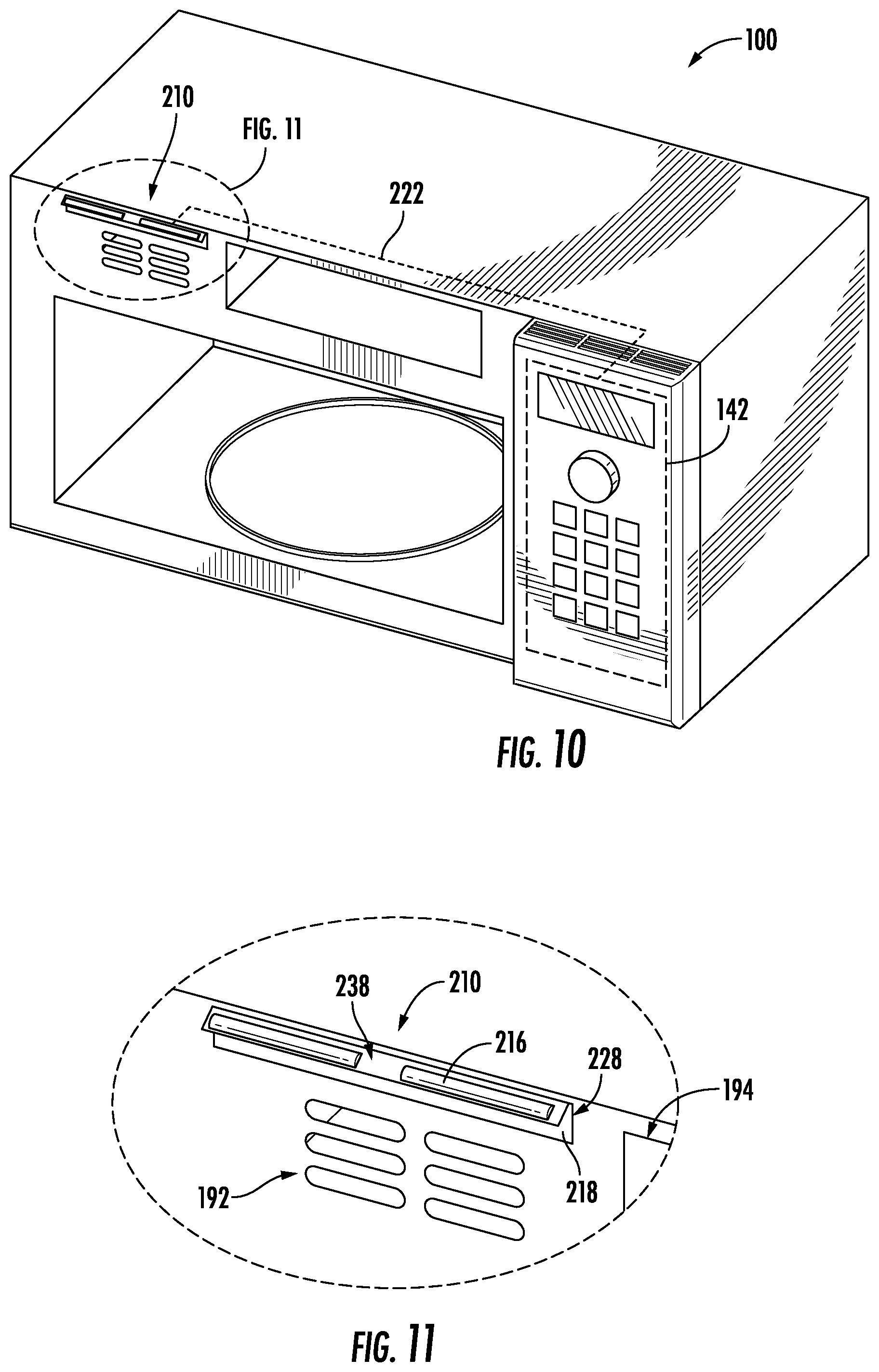 Patent US12098838 Figure 6 – Lighting assembly for over the range microwave oven