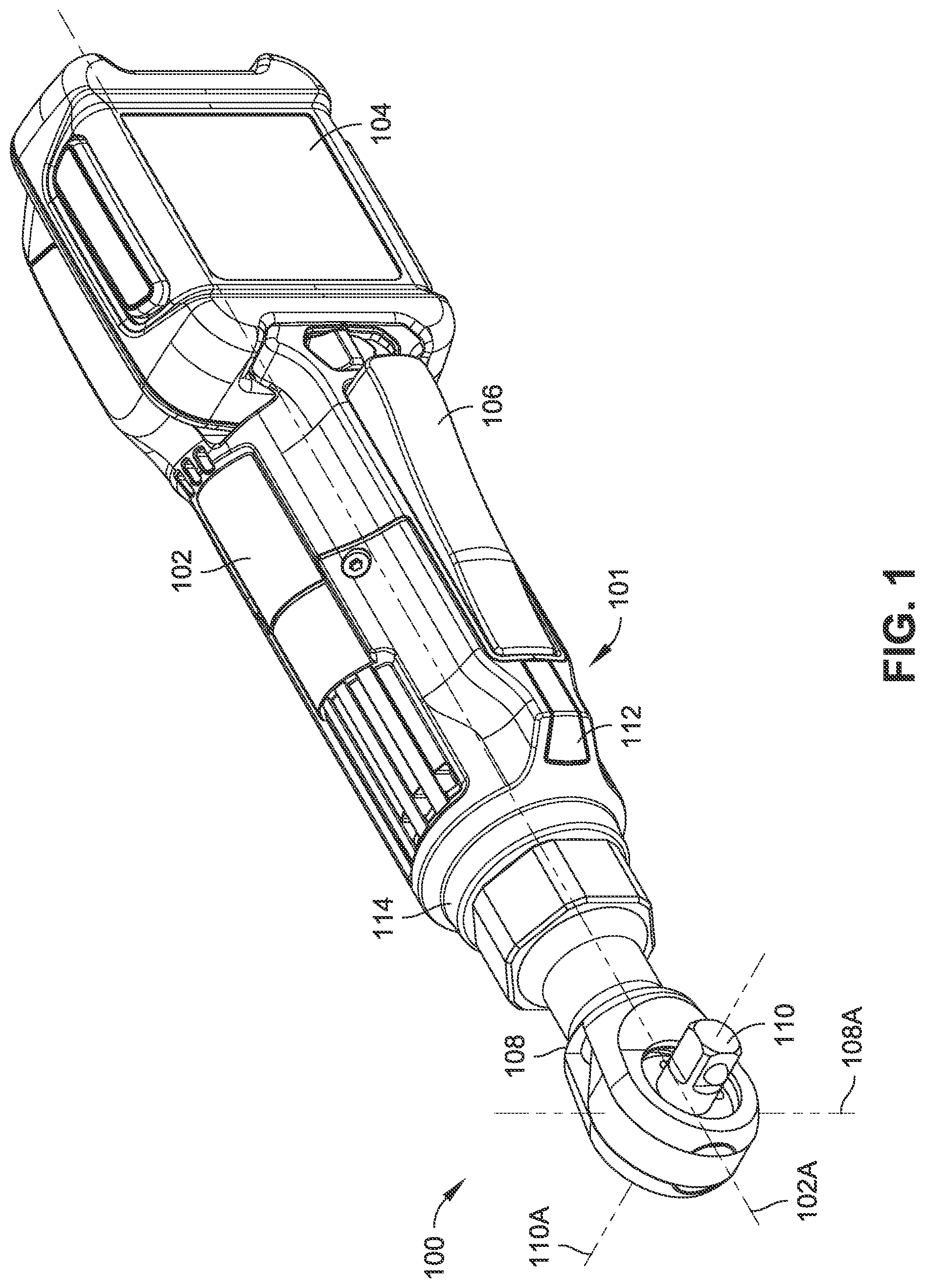 Patent US12098839 Figure 1 – Application-targeted light on powered ratchet or right-angle power tool