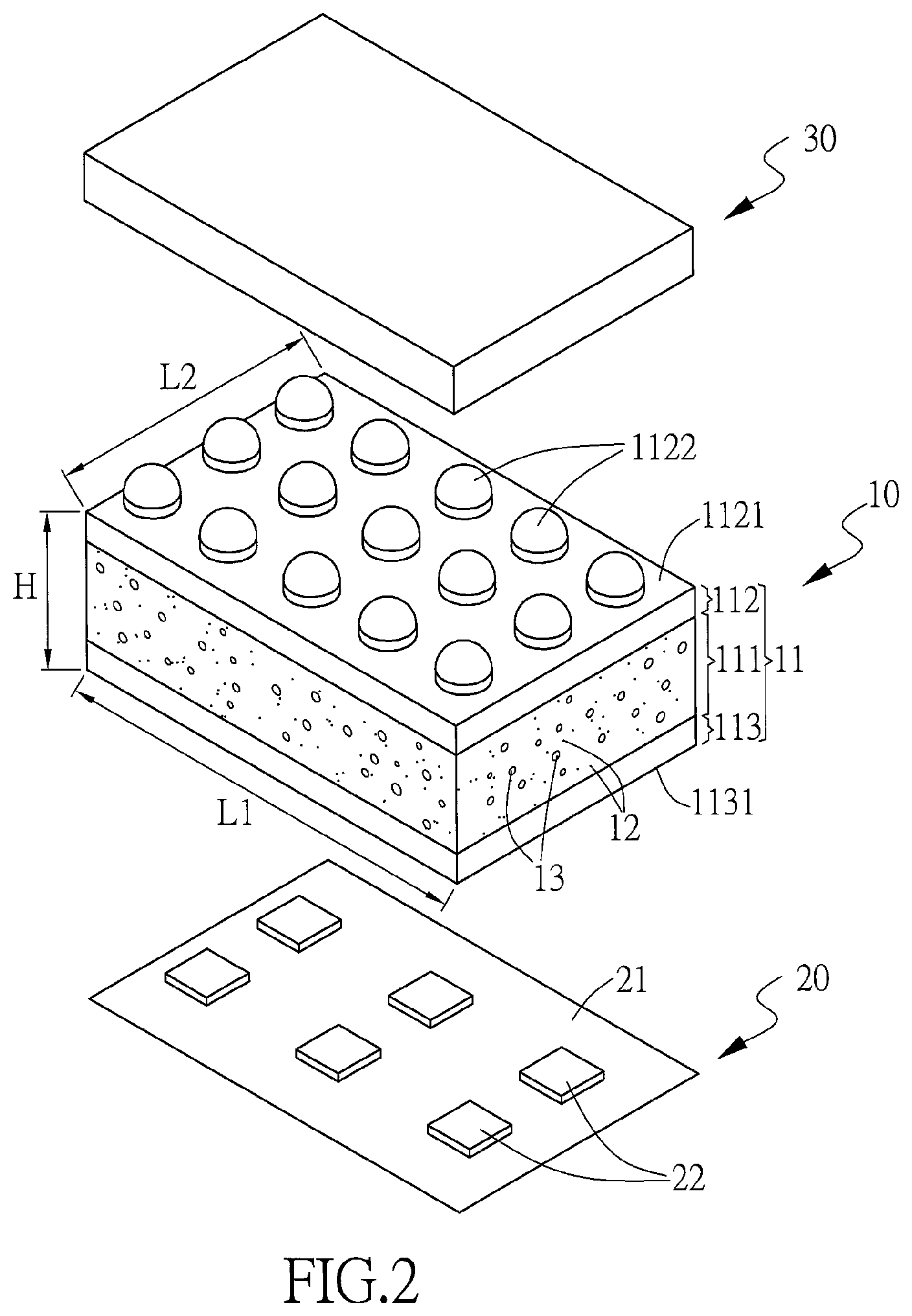 Patent US12098840 Figure 2 – Light diffusion plate and method for manufacturing the same