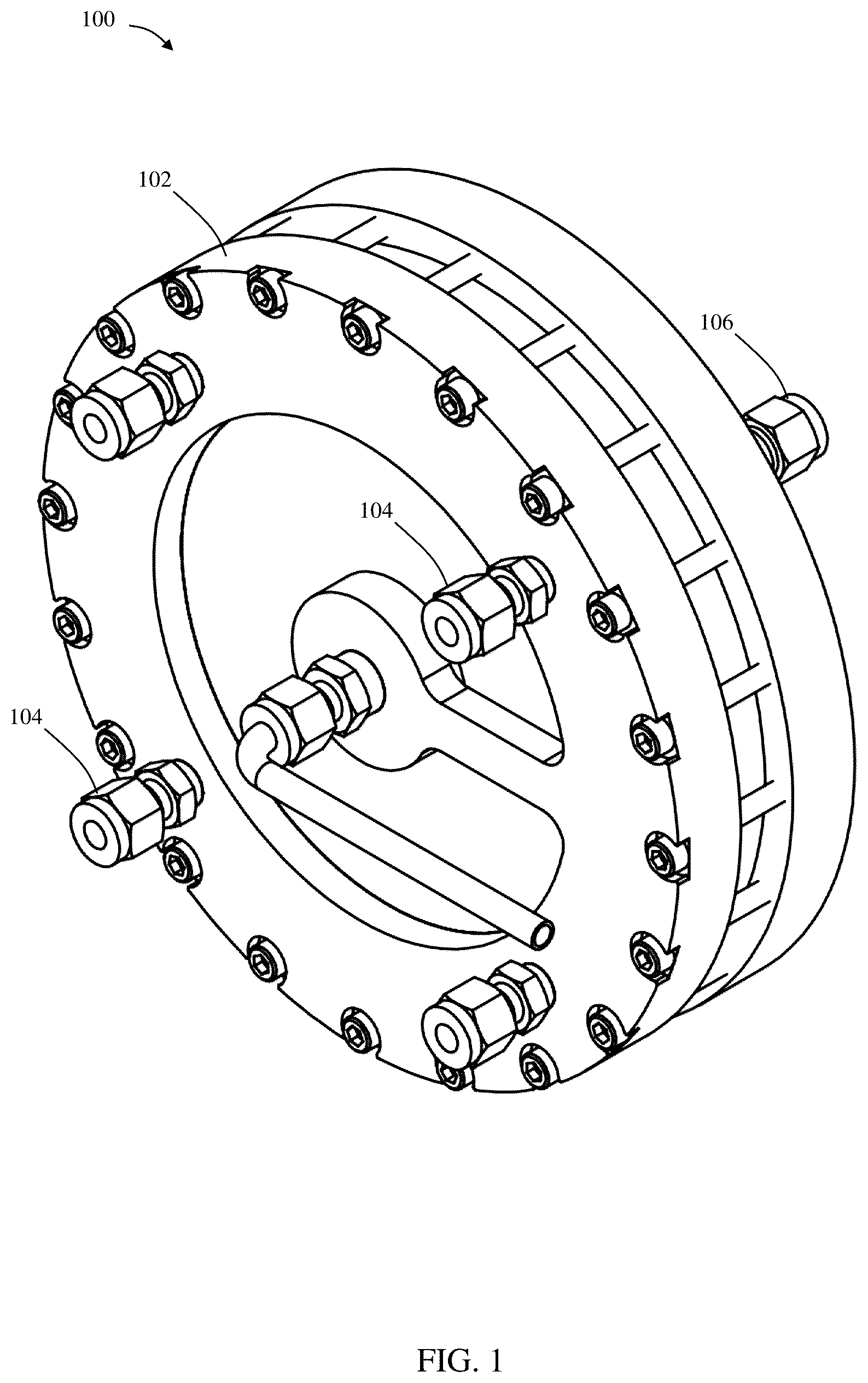 Patent US12098848 Figure 1 – Injection manifold with Tesla valves for rotating detonation engines