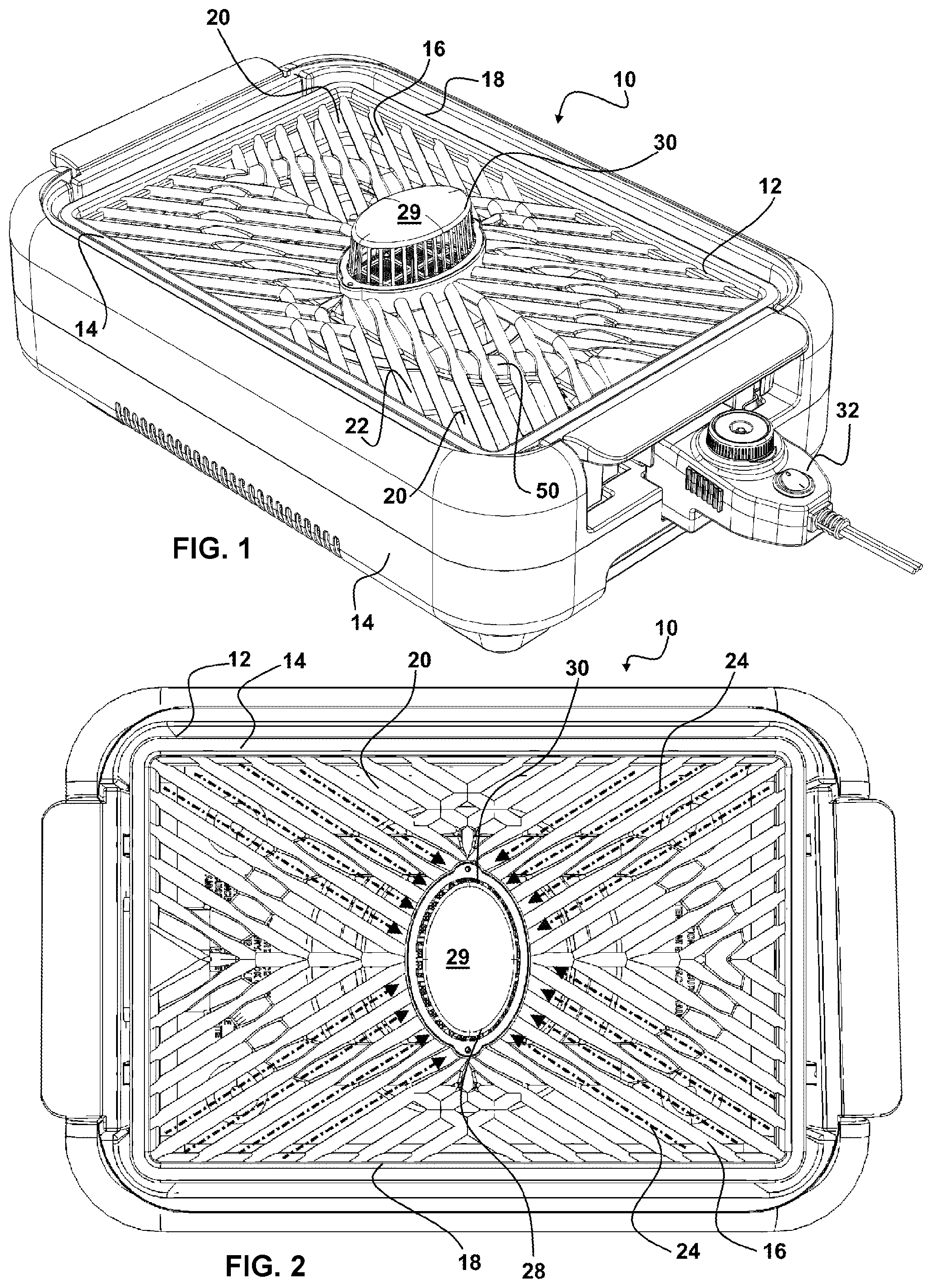 Patent US12098849 Figure 1 – Smokeless grill