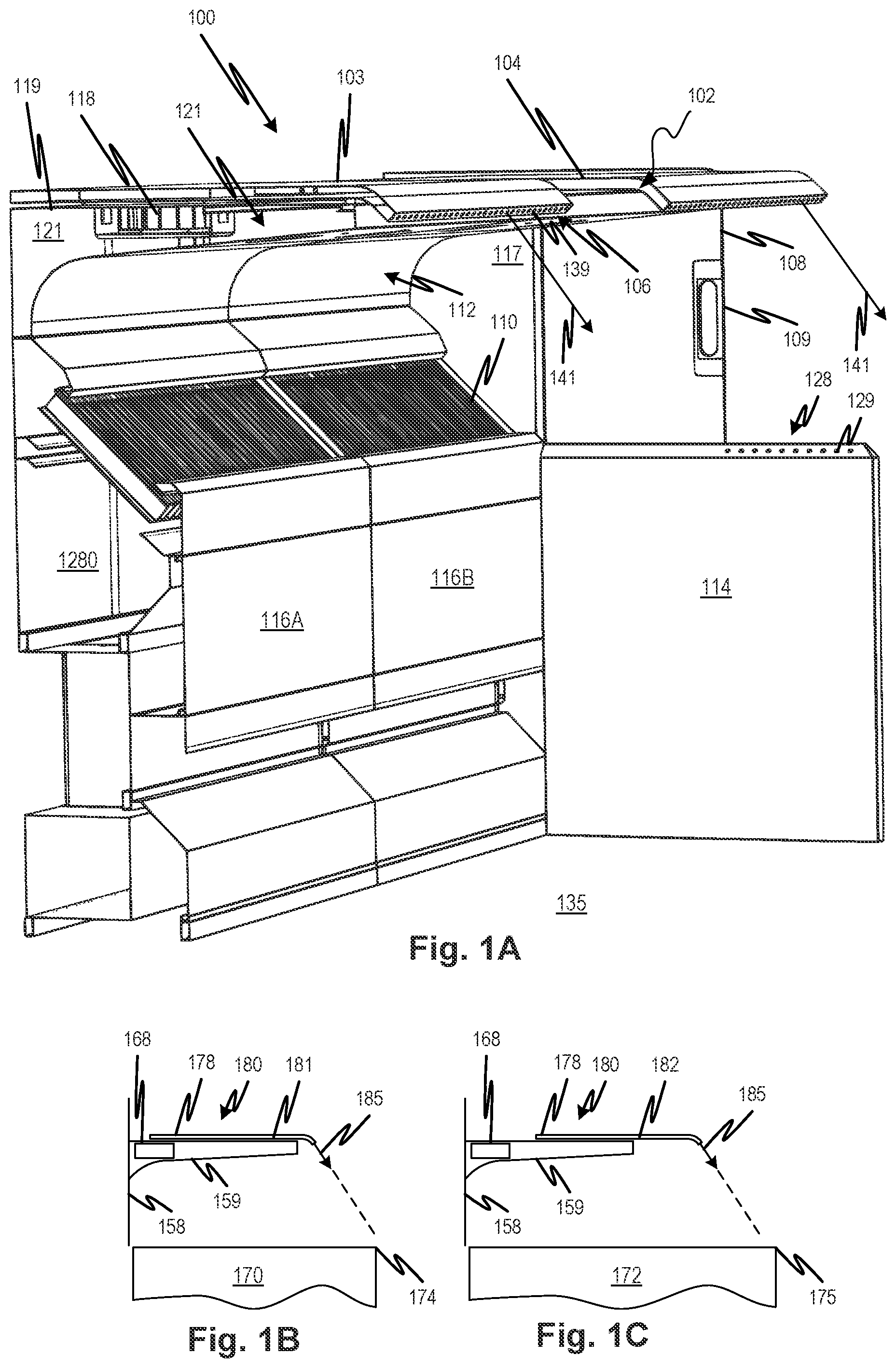 Patent US12098850 Figure 1 – Slide-type range hood