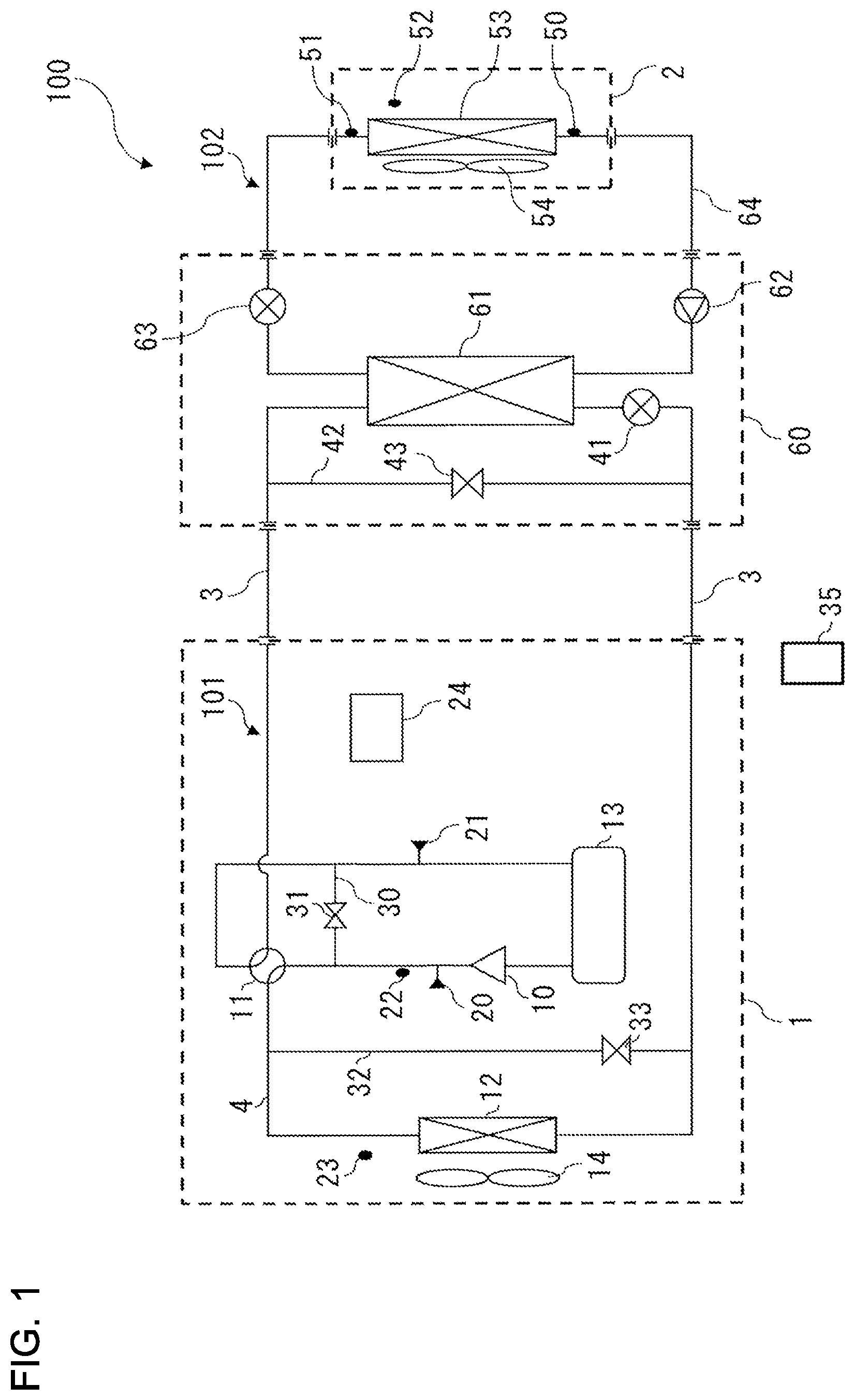Patent US12098855 Figure 1 – Air-conditioning apparatus