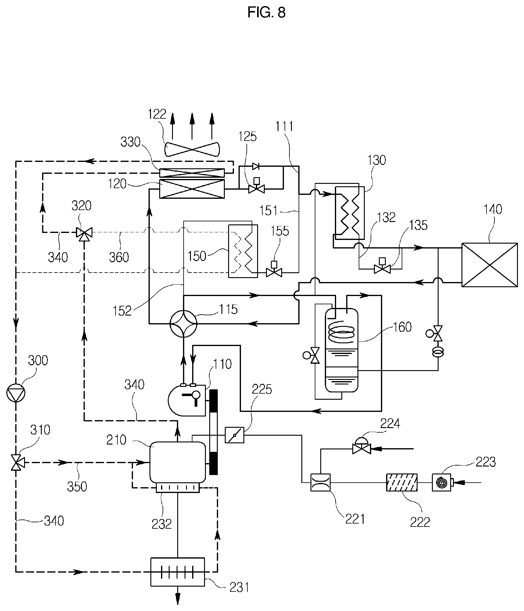 Patent US12098870 Figure 8 – Gas heat-pump system and method of controlling same