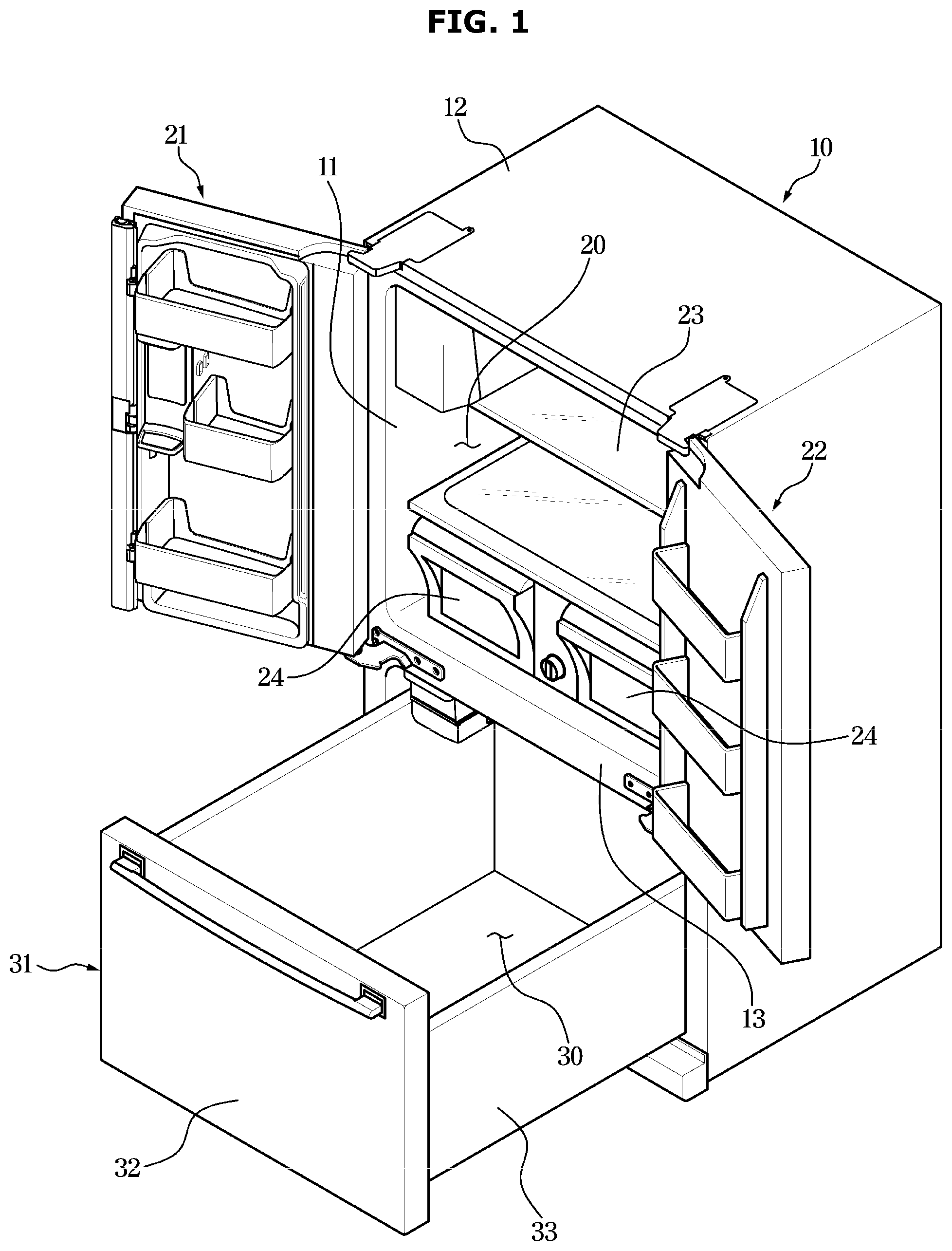 Patent US12098876 Figure 1 – Refrigerator and control method thereof