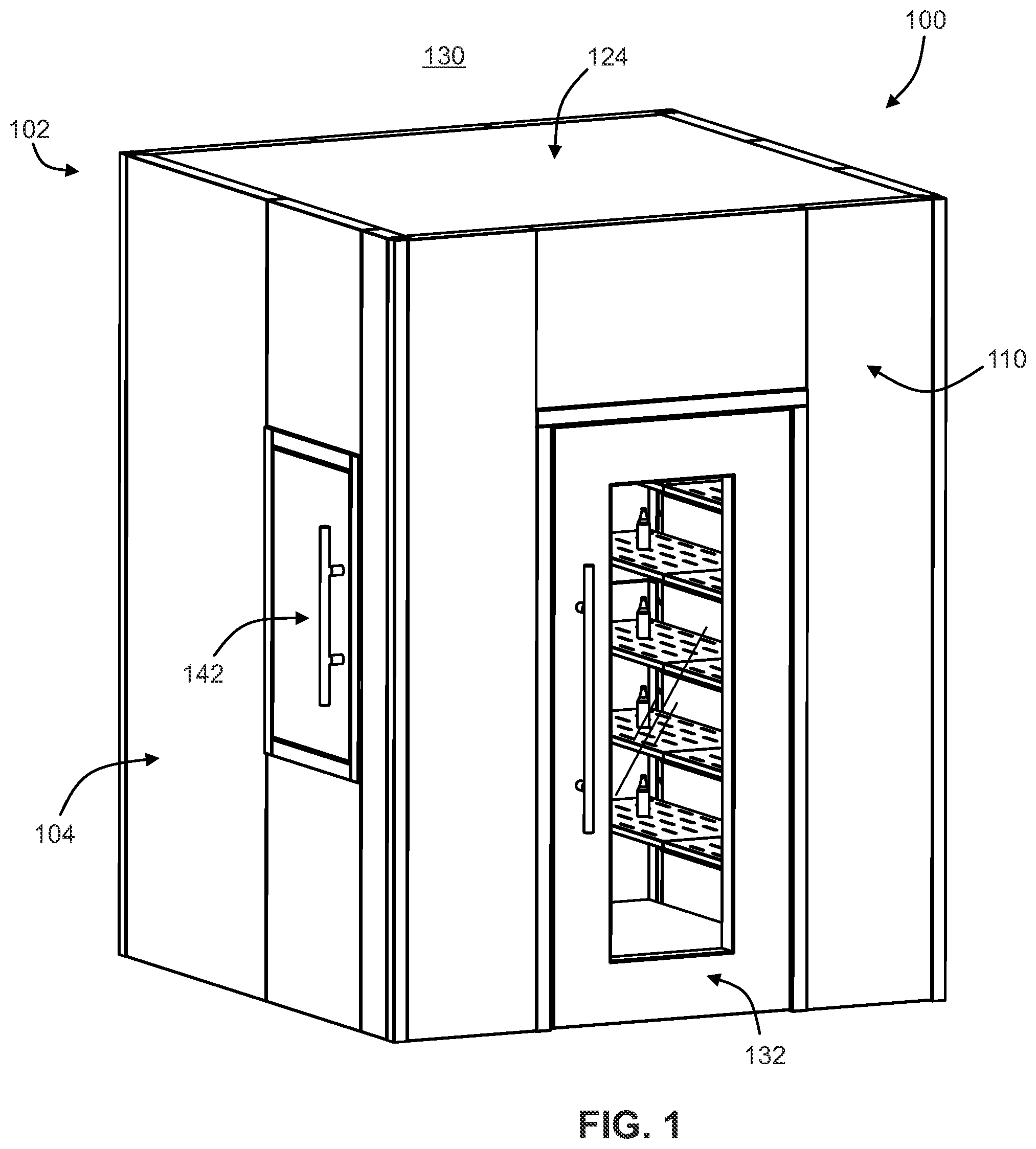 Patent US12098877 Figure 1 – Walk-in refrigeration system