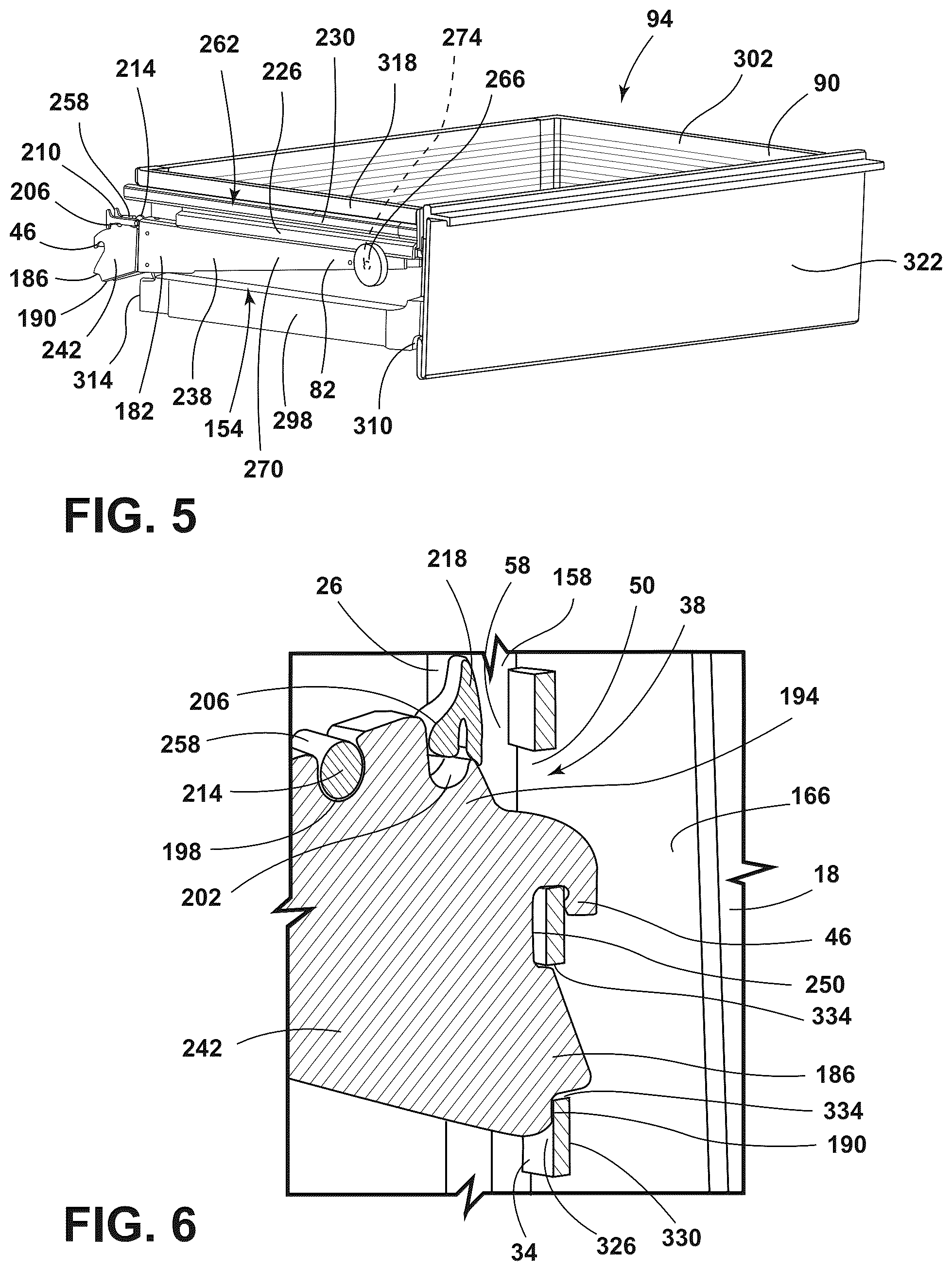 Patent US12098879 Figure 5 – Support assembly for appliance