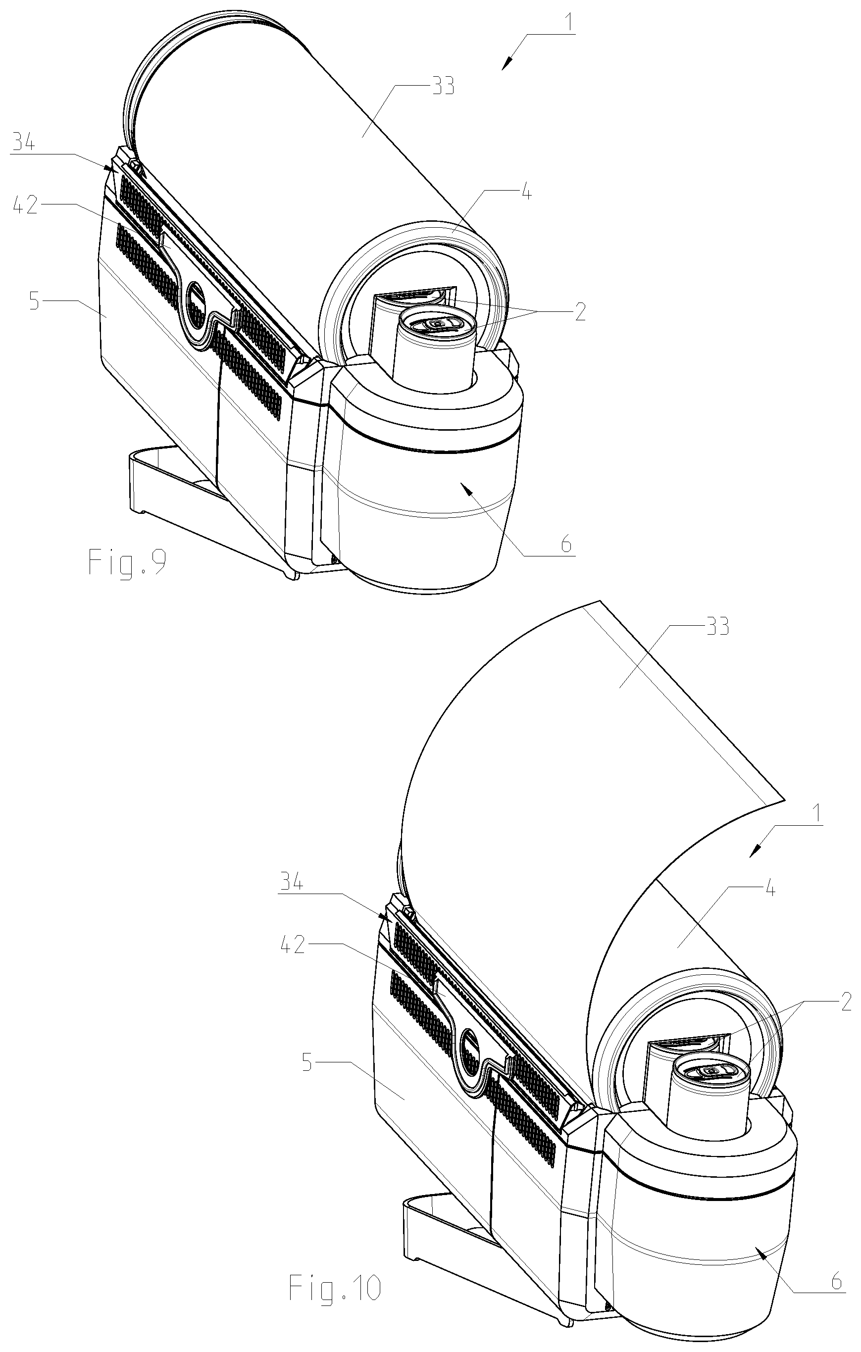 Patent US12098881 Figure 5 – Dispenser for dispensing elongate beverage containers