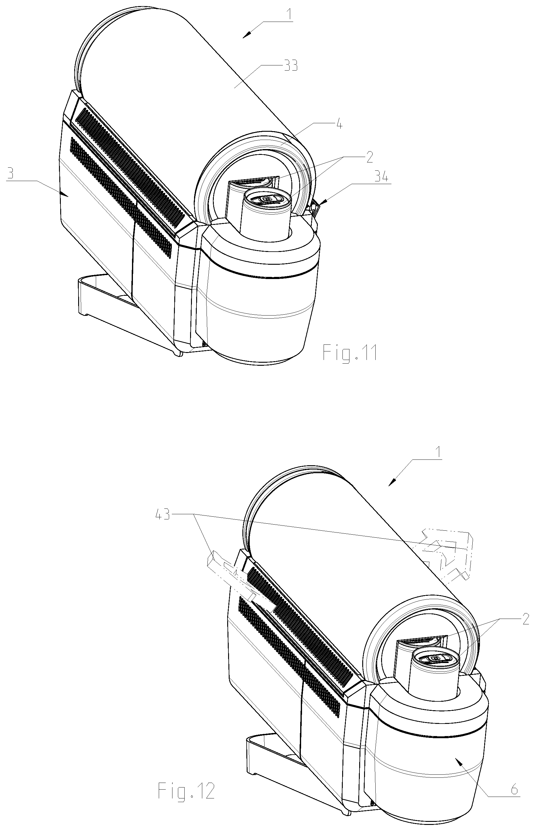 Patent US12098881 Figure 6 – Dispenser for dispensing elongate beverage containers