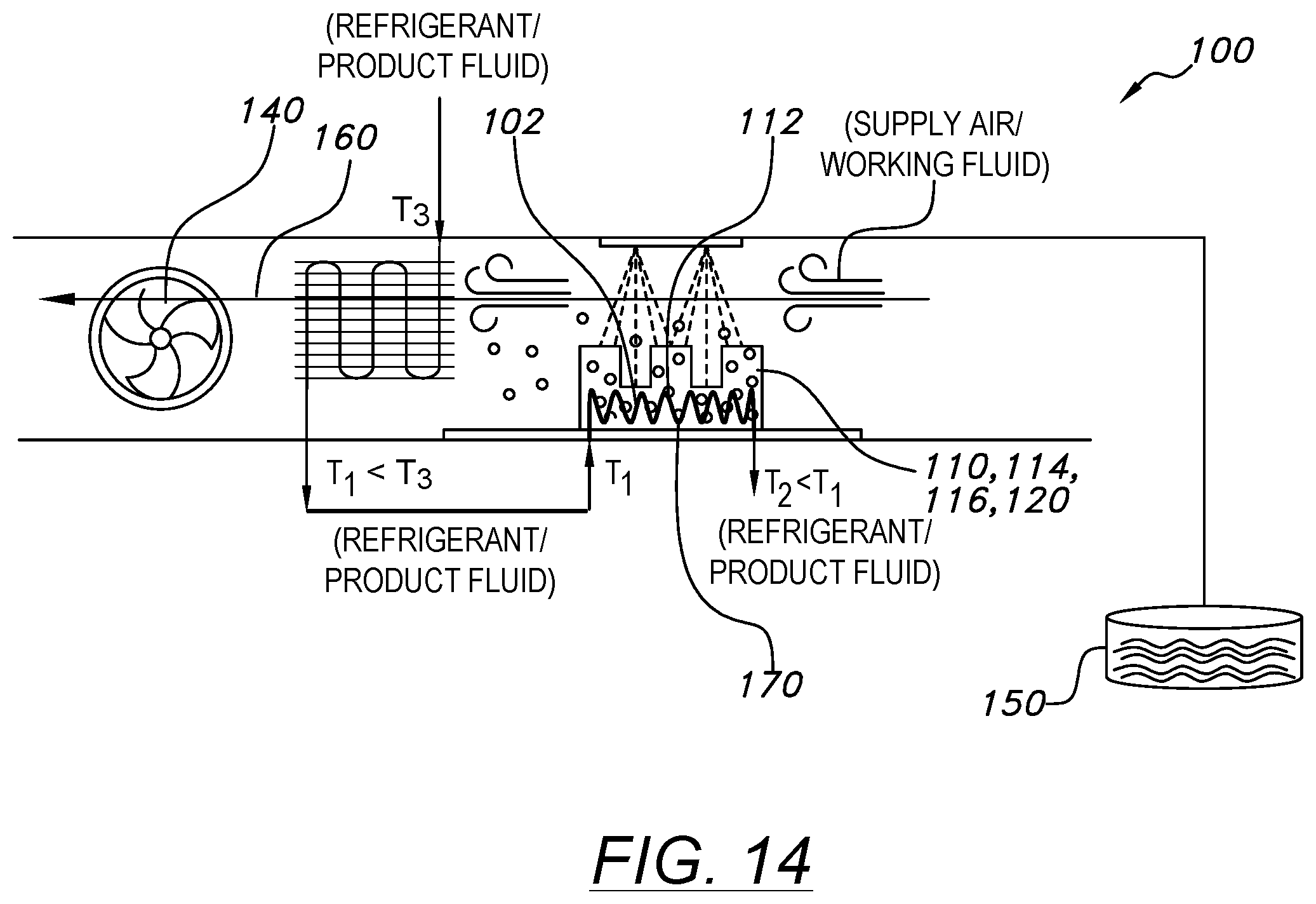 Patent US12098890 Figure 11 – Evaporative cooling system