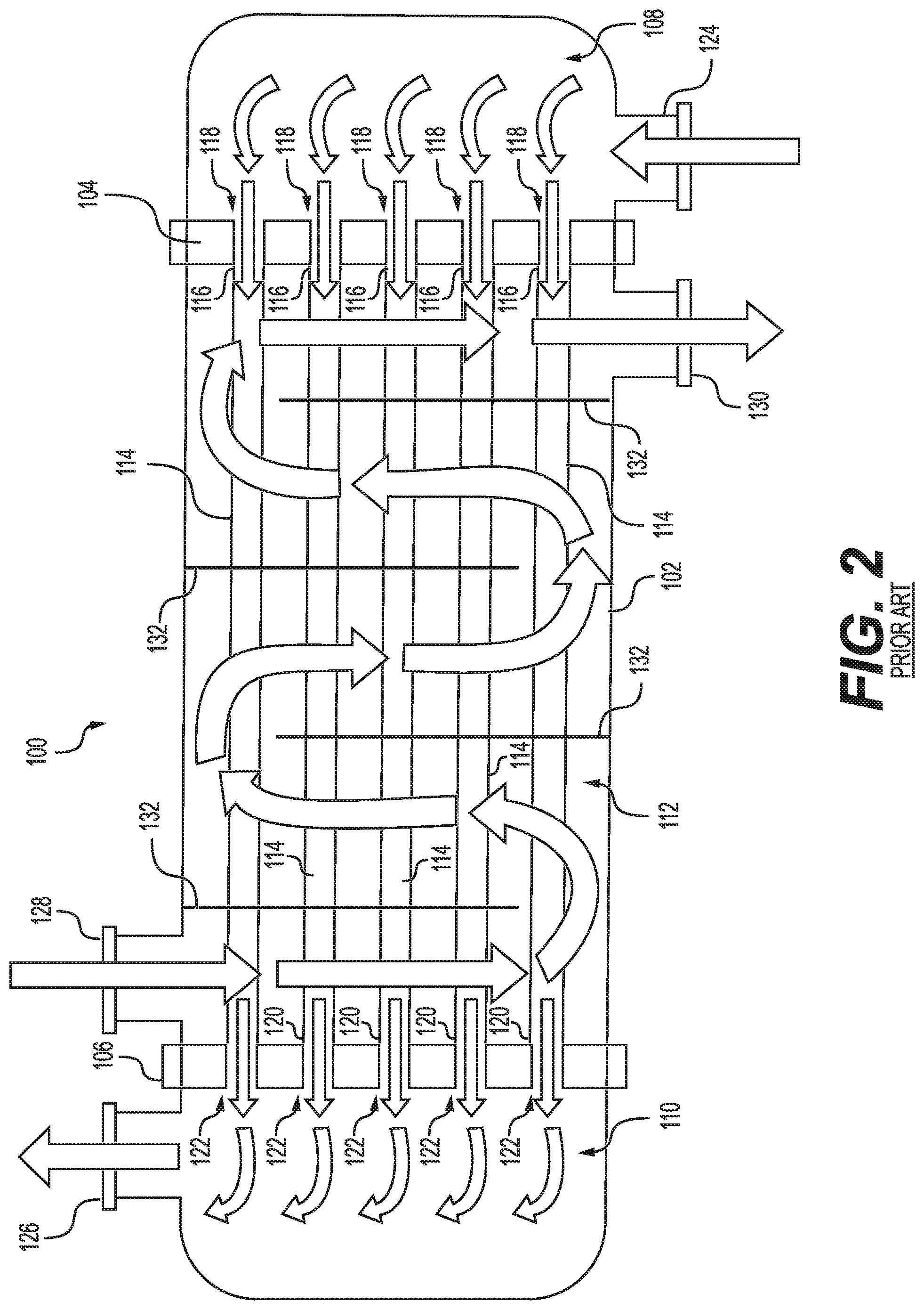 Patent US12098891 Figure 2 – Shell-and-tube heat exchanger with semicylindrical tubes