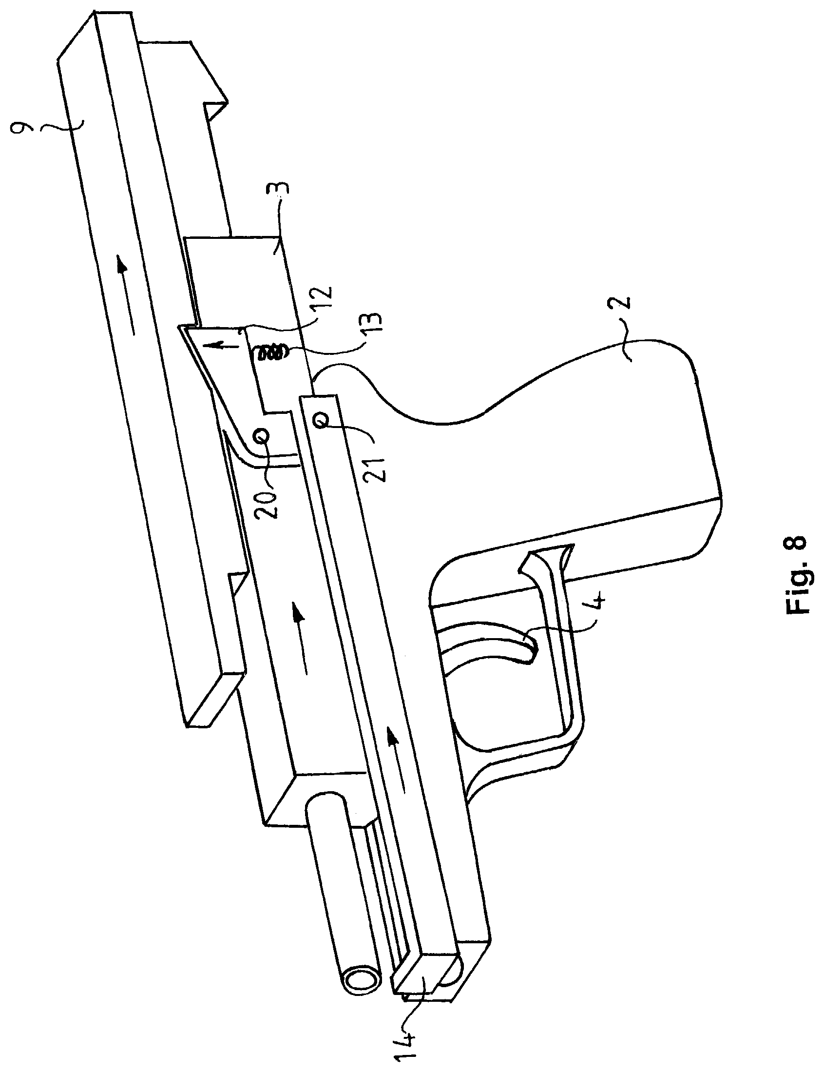 Patent US12098895 Figure 8 – Device for converting a semi-automatic self-loading gun to a full automatic weapon