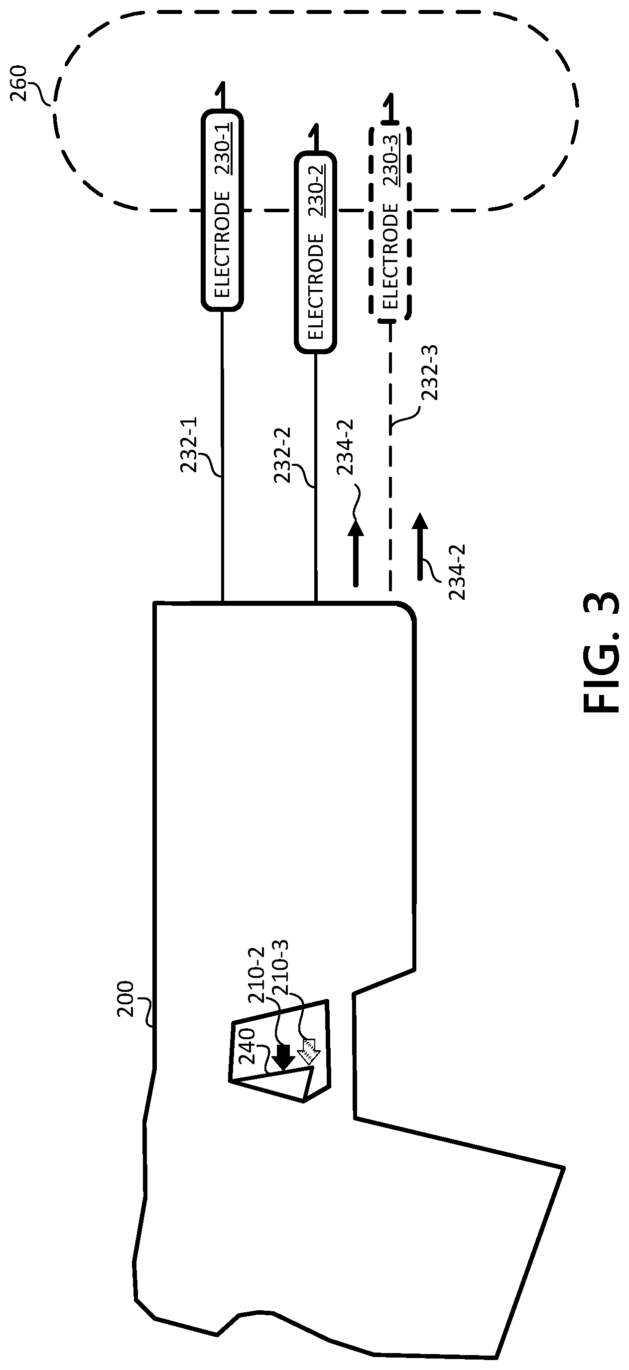 Patent US12098907 Figure 3 – Serial electrode deployment for conducted electrical weapon