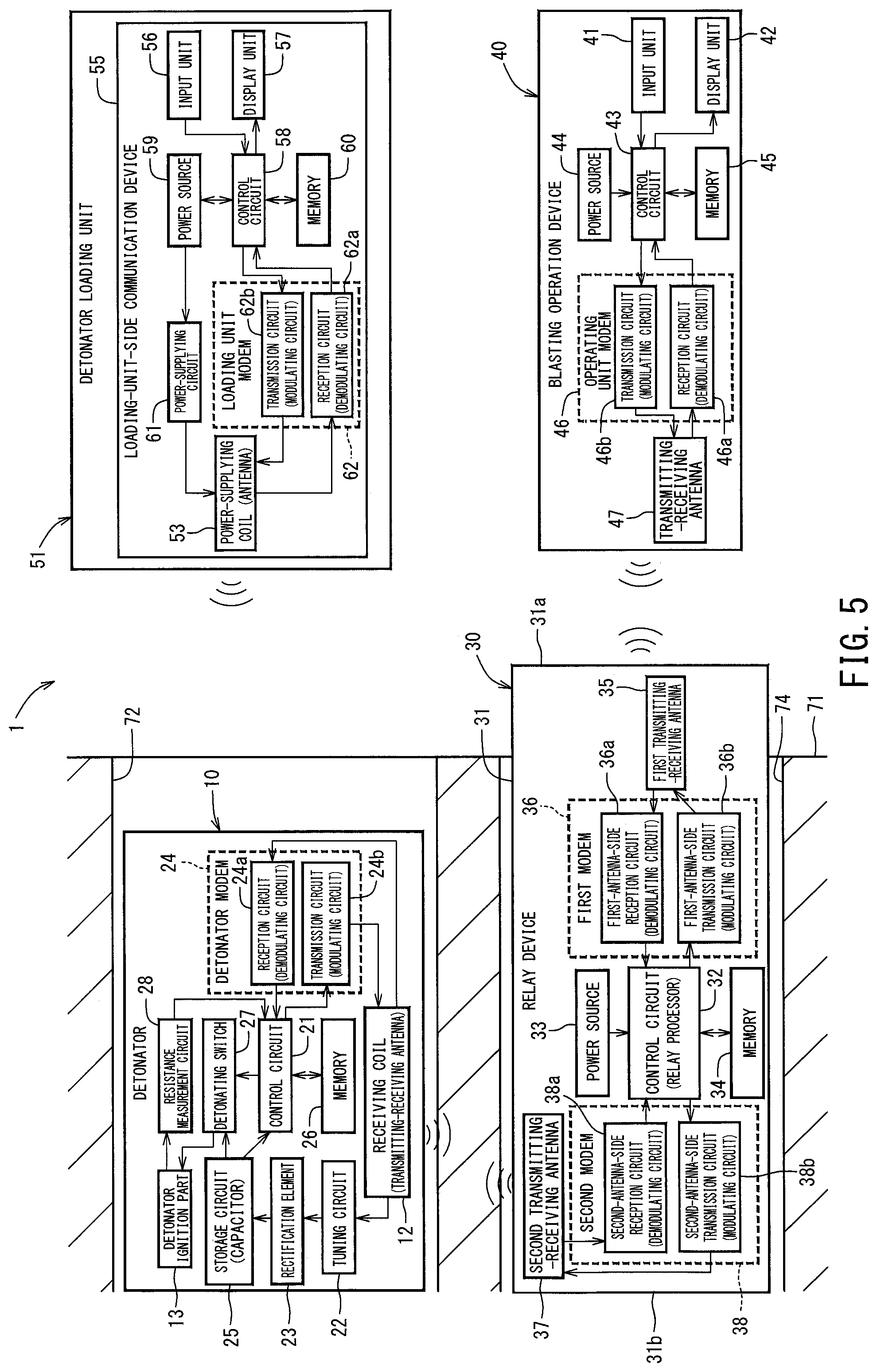Patent US12098910 Figure 5 – Wireless detonation system, relay device for wireless detonation system, and wireless detonation method using wireless detonation system