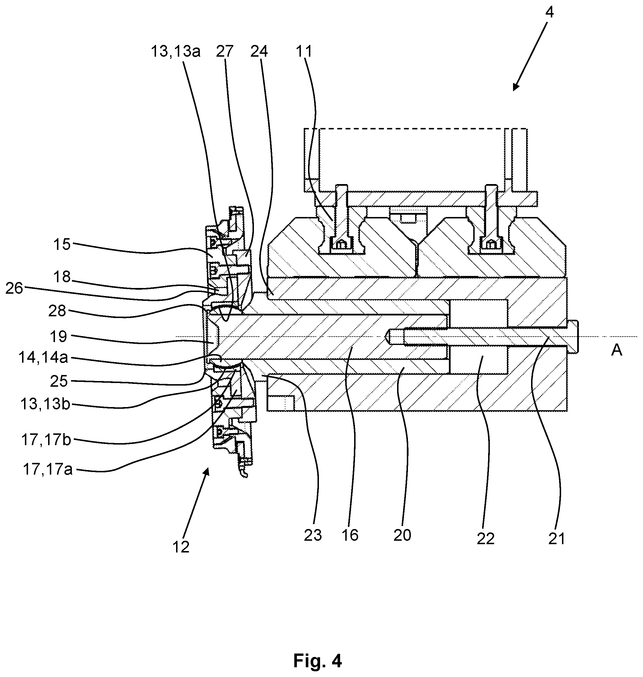 Patent US12098917 Figure 4 – Device for measuring the geometry of an axle of a motor vehicle