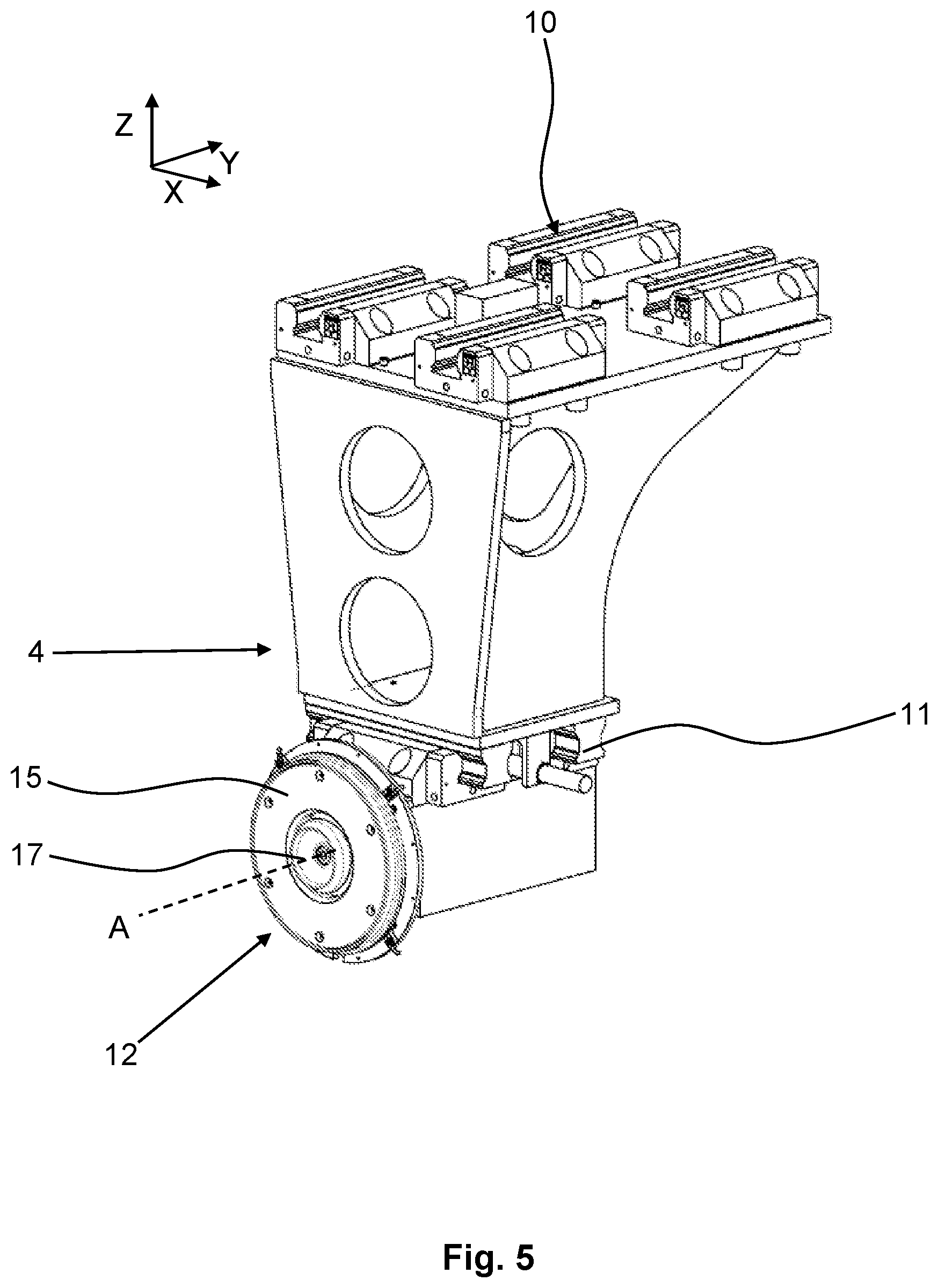 Patent US12098917 Figure 5 – Device for measuring the geometry of an axle of a motor vehicle