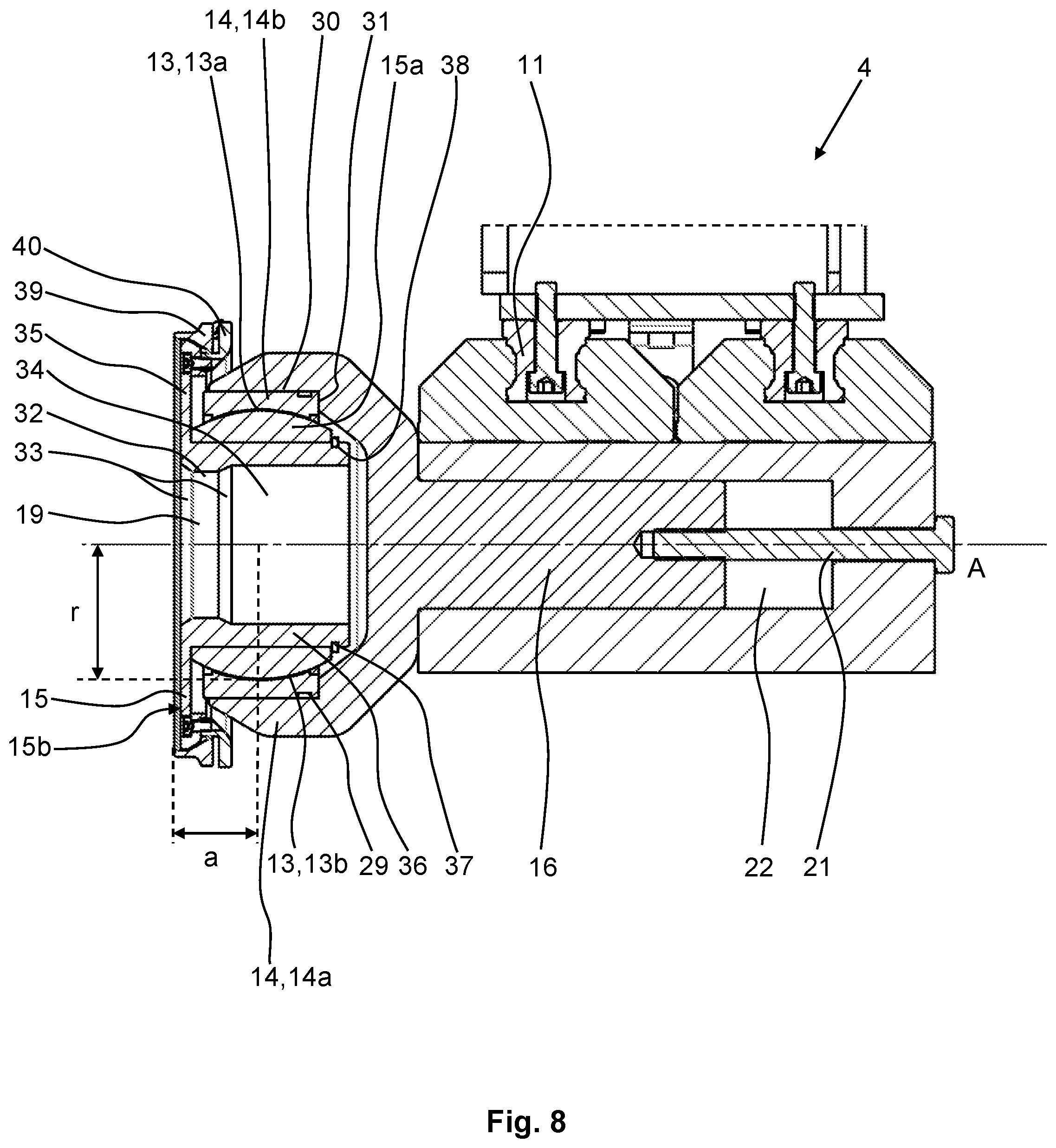 Patent US12098917 Figure 8 – Device for measuring the geometry of an axle of a motor vehicle