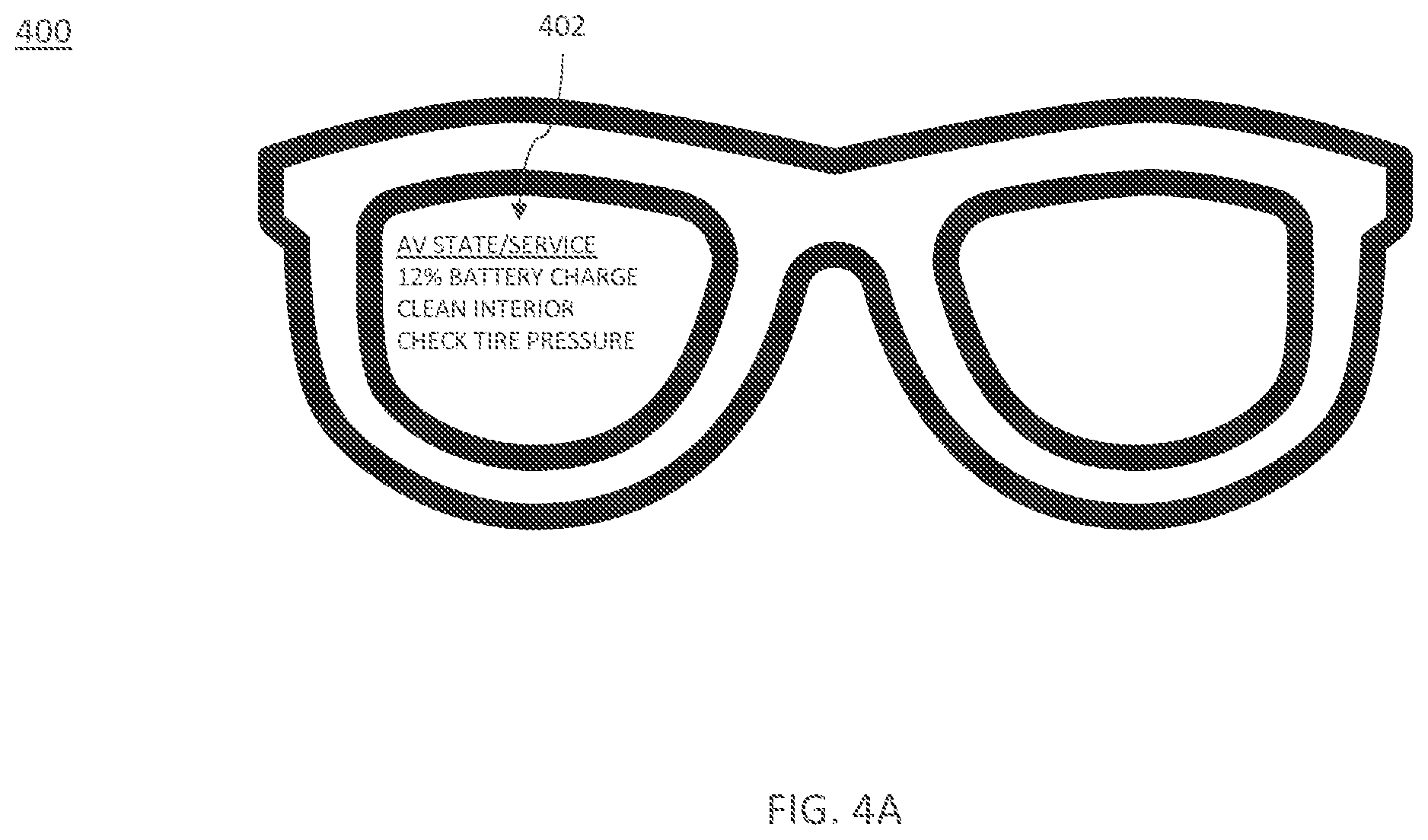 Patent US12098929 Figure 4 – Augmented reality for providing autonomous vehicle personnel with enhanced safety and efficiency
