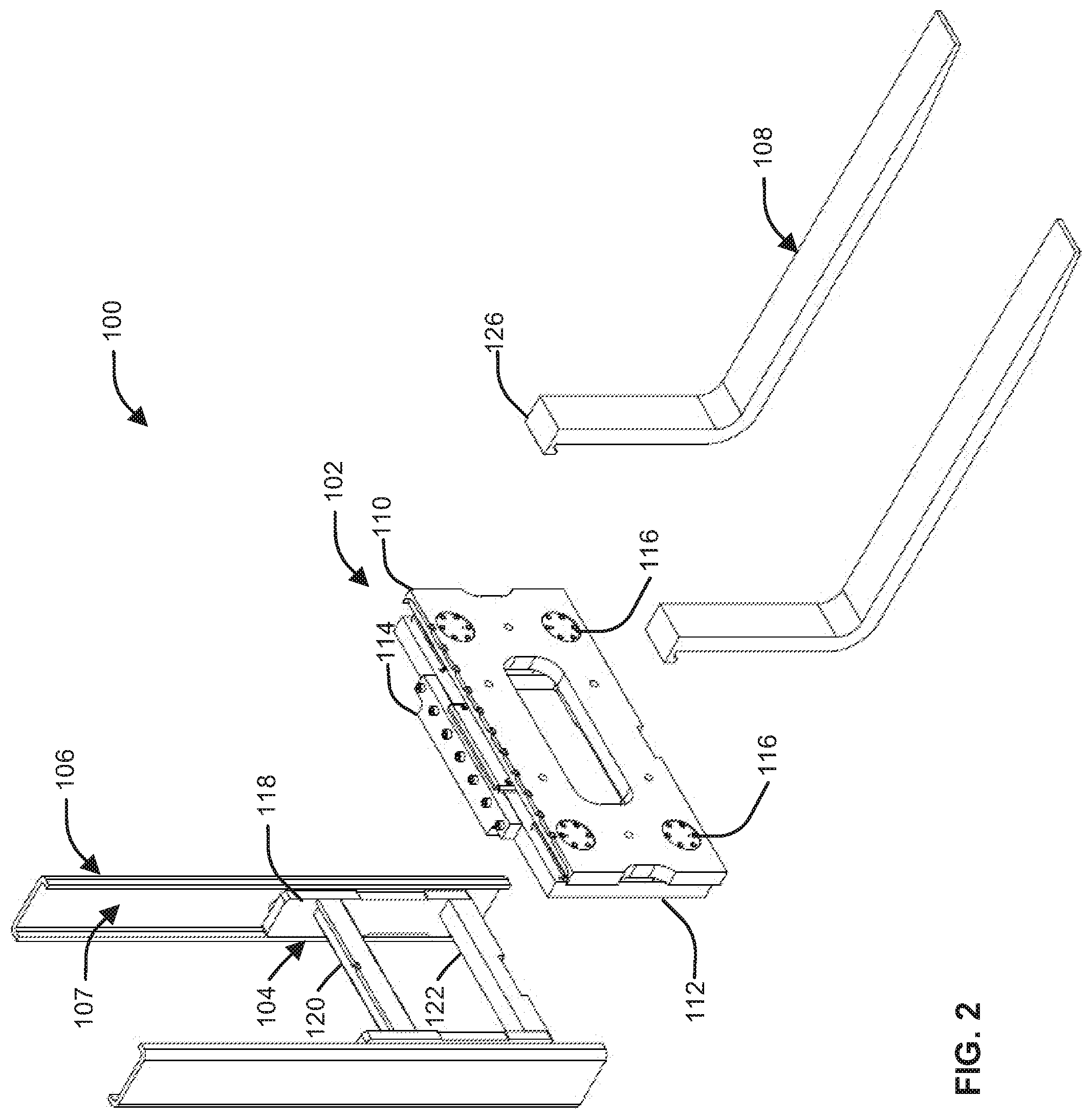 Patent US12098946 Figure 2 – Forklift scale attachment