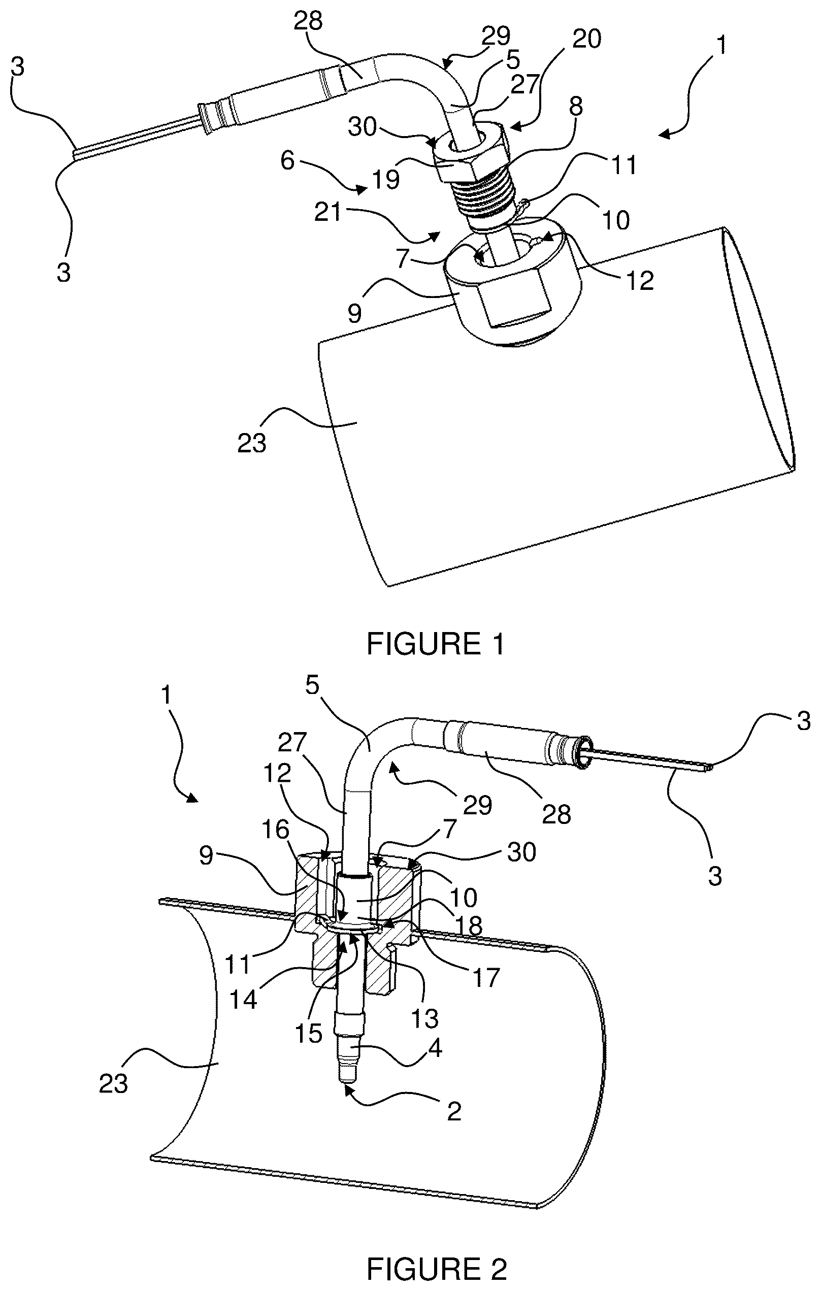 Patent US12098960 Figure 1 – Temperature sensor with anti-rotation stop
