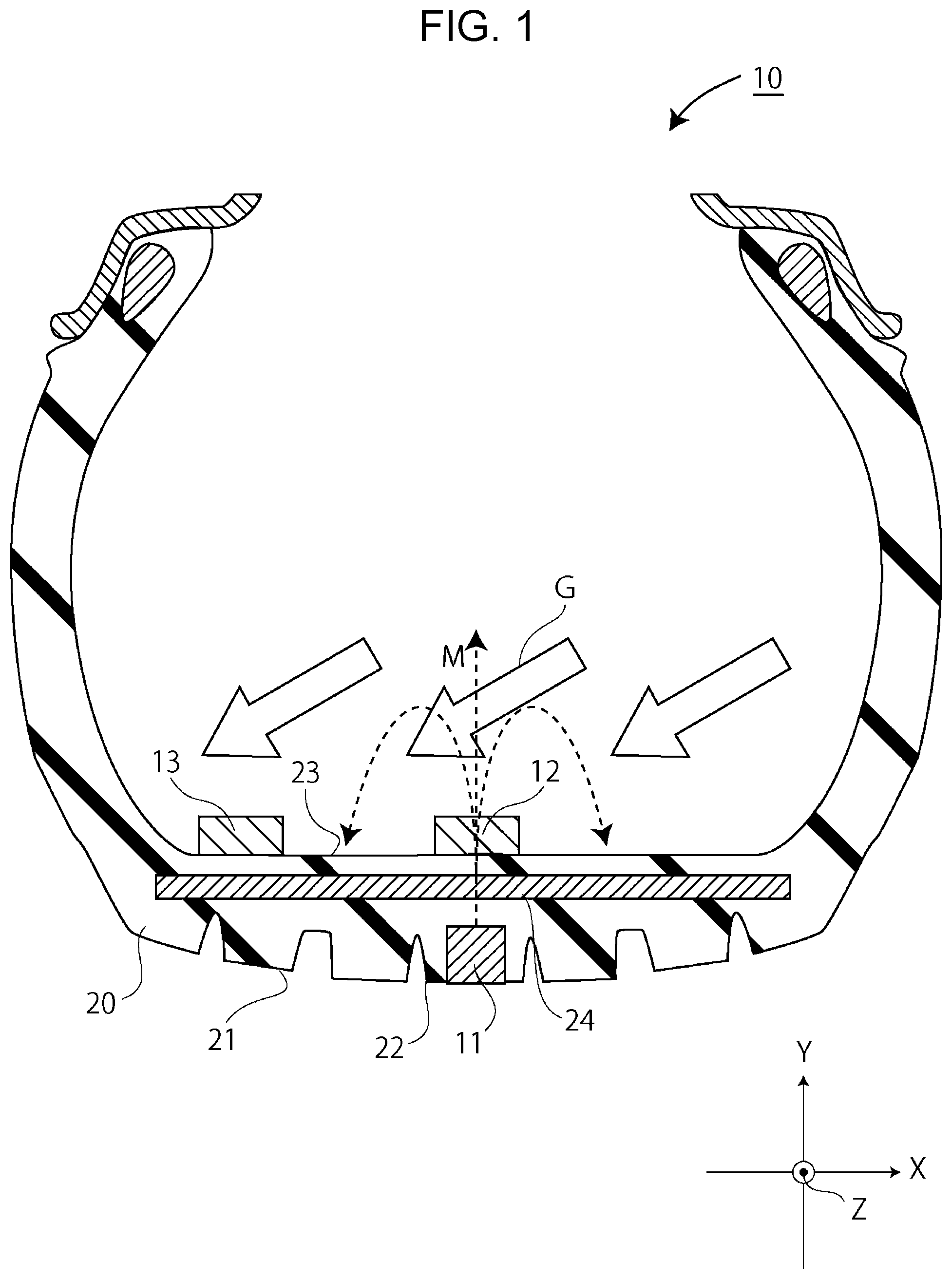 Patent US12098972 Figure 1 – Wear measurement device and wear measurement method for tire