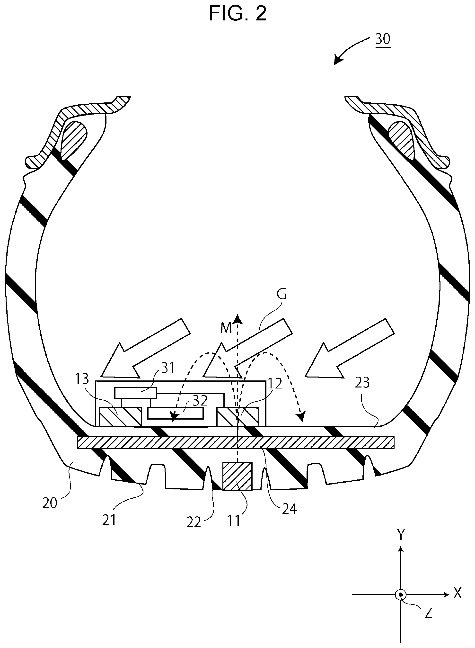 Patent US12098972 Figure 2 – Wear measurement device and wear measurement method for tire