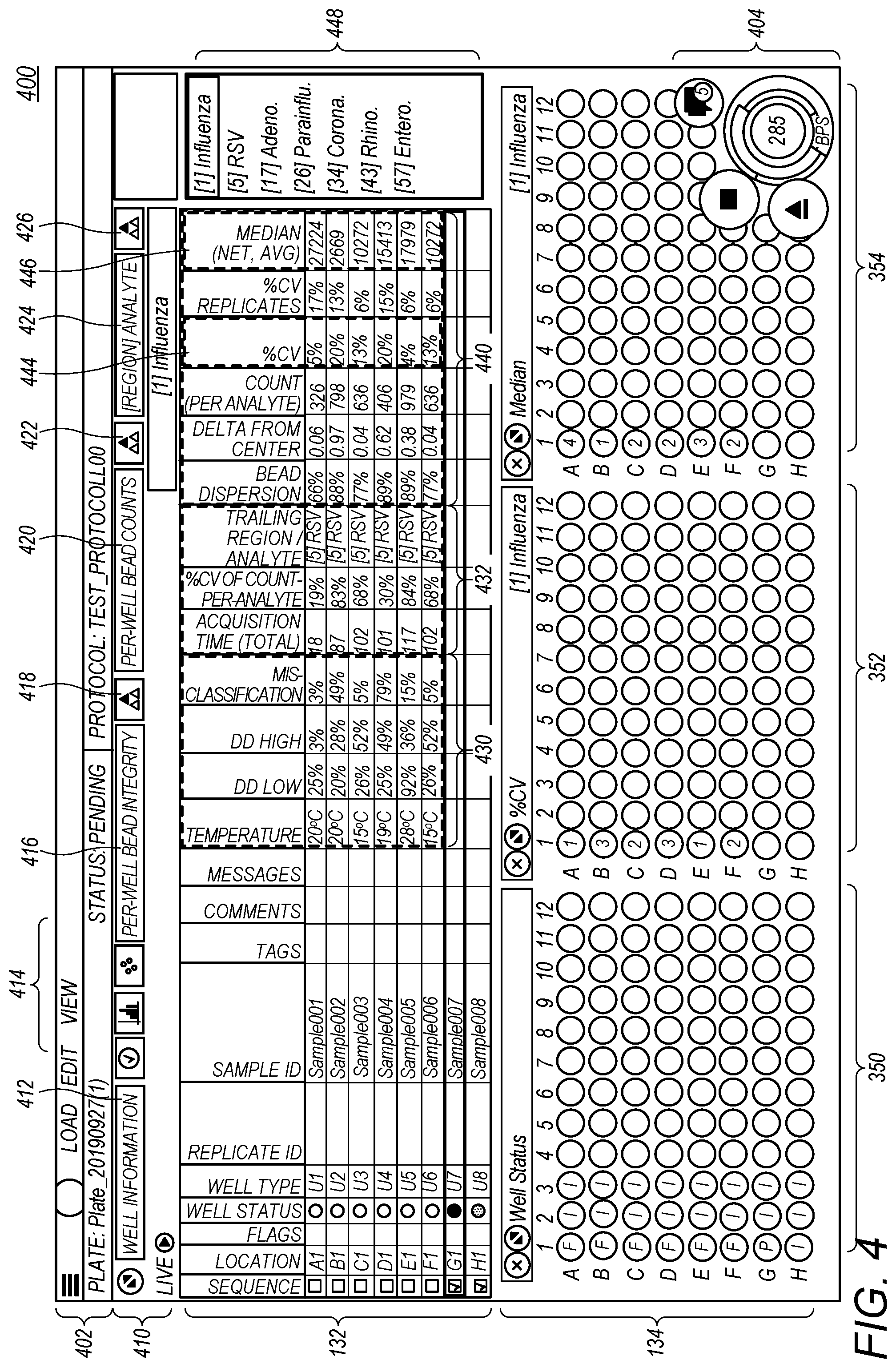 Patent US12099010 Figure 4 – User interface for a fluorescence assay