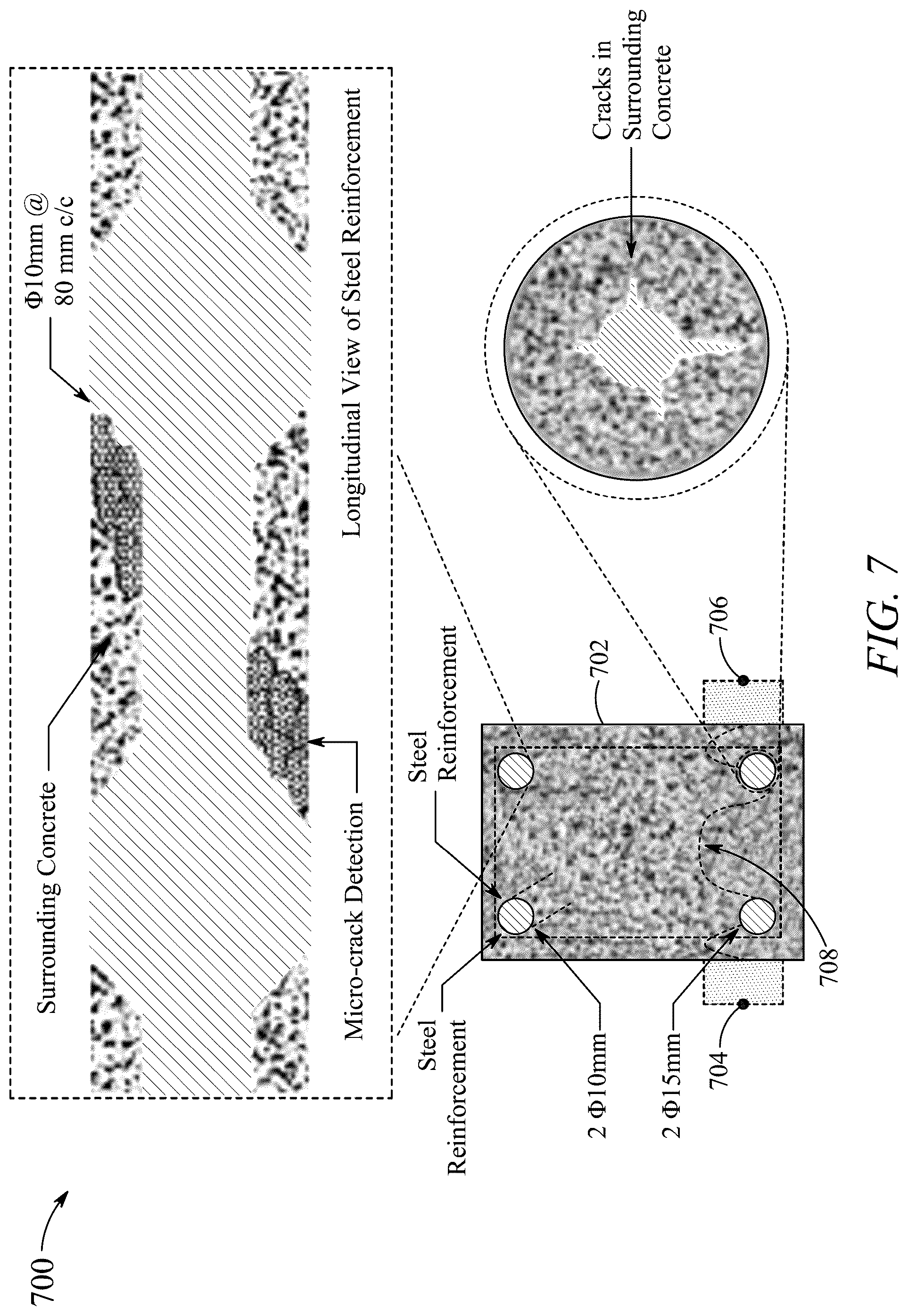 Patent US12099036 Figure 8 – Testing method for concrete beam having steel reinforcement