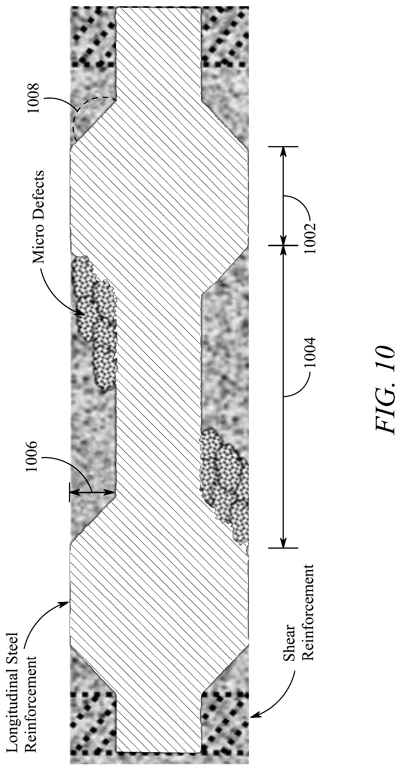 Patent US12099036 Figure 11 – Testing method for concrete beam having steel reinforcement