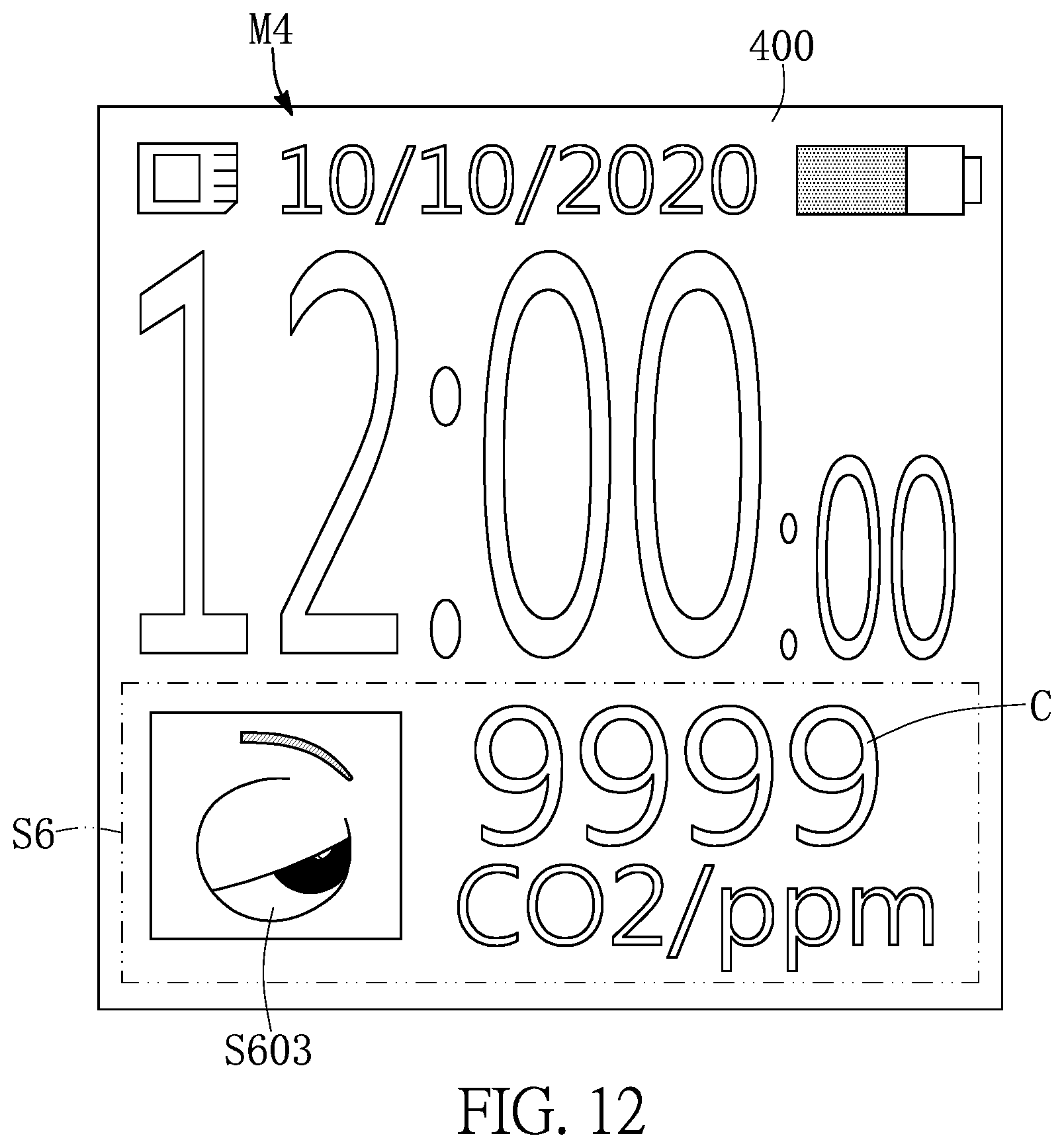 Patent US12099044 Figure 12 – Portable electronic device for use in different orientations