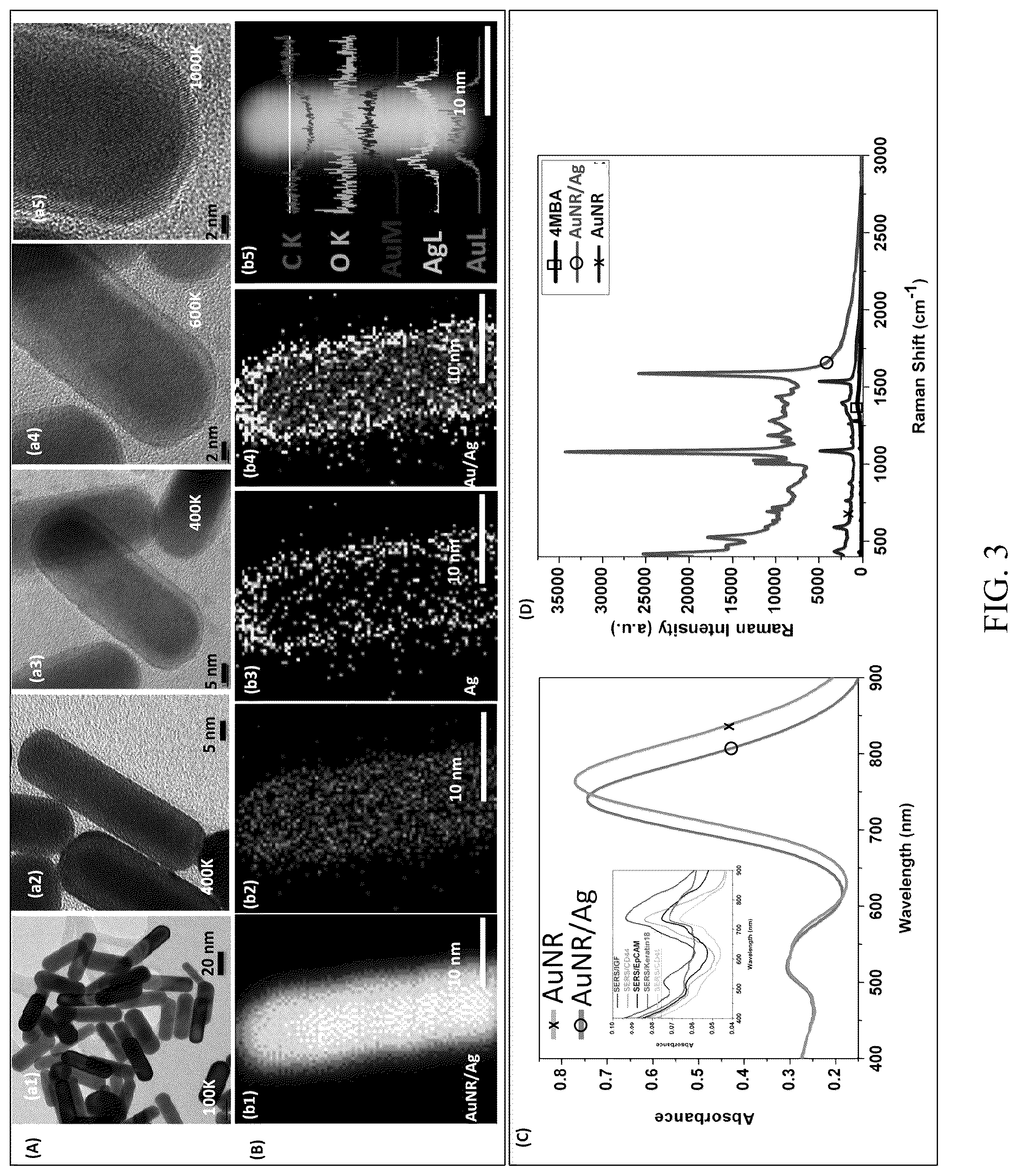 Patent US12099059 Figure 4 – Nanocomposites, methods of making same, and applications of same for multicolor surface enhanced Raman spectroscopy (SERS) detections