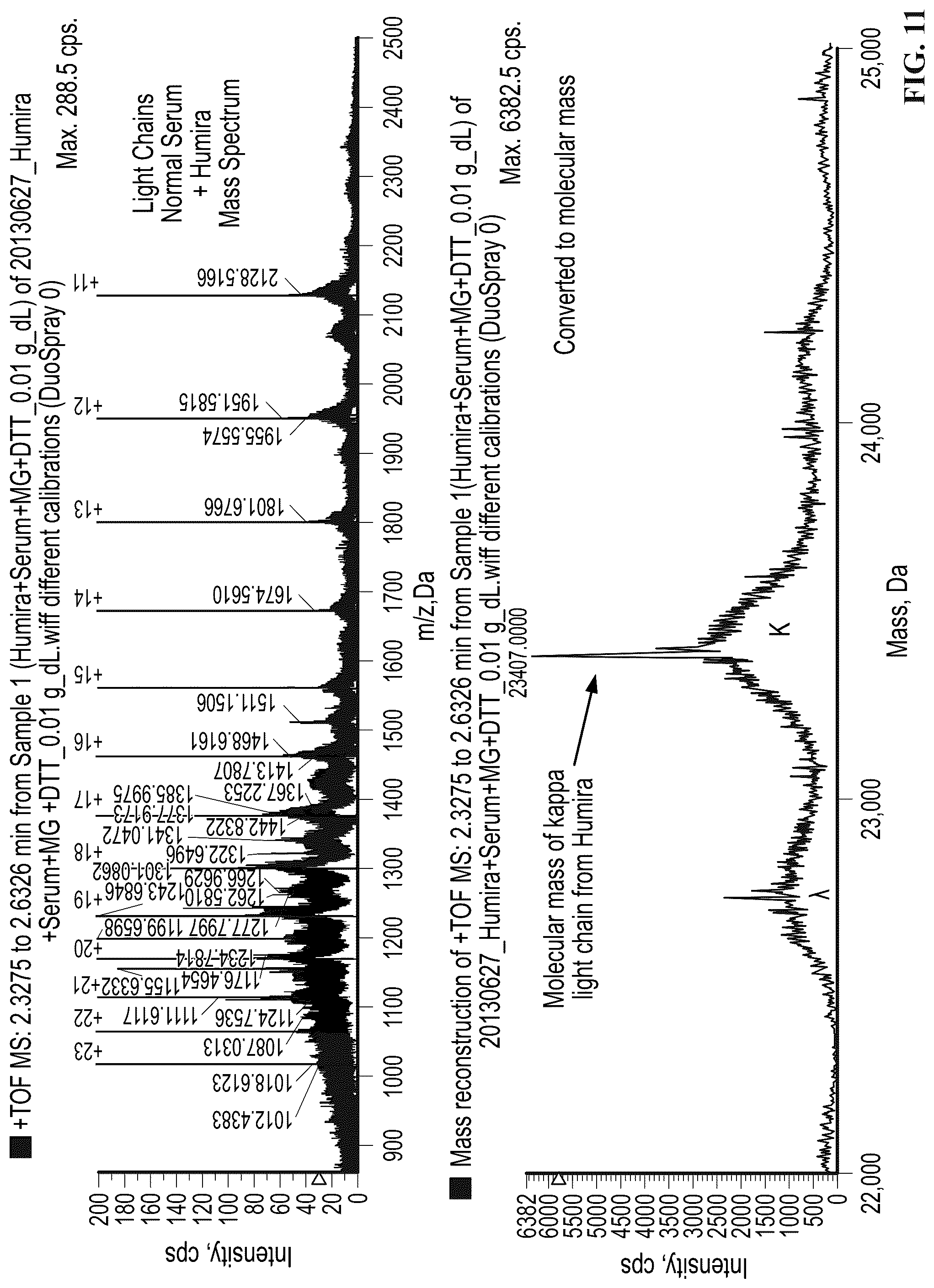 Patent US12099065 Figure 11 – Isotyping immunoglobulins using accurate molecular mass
