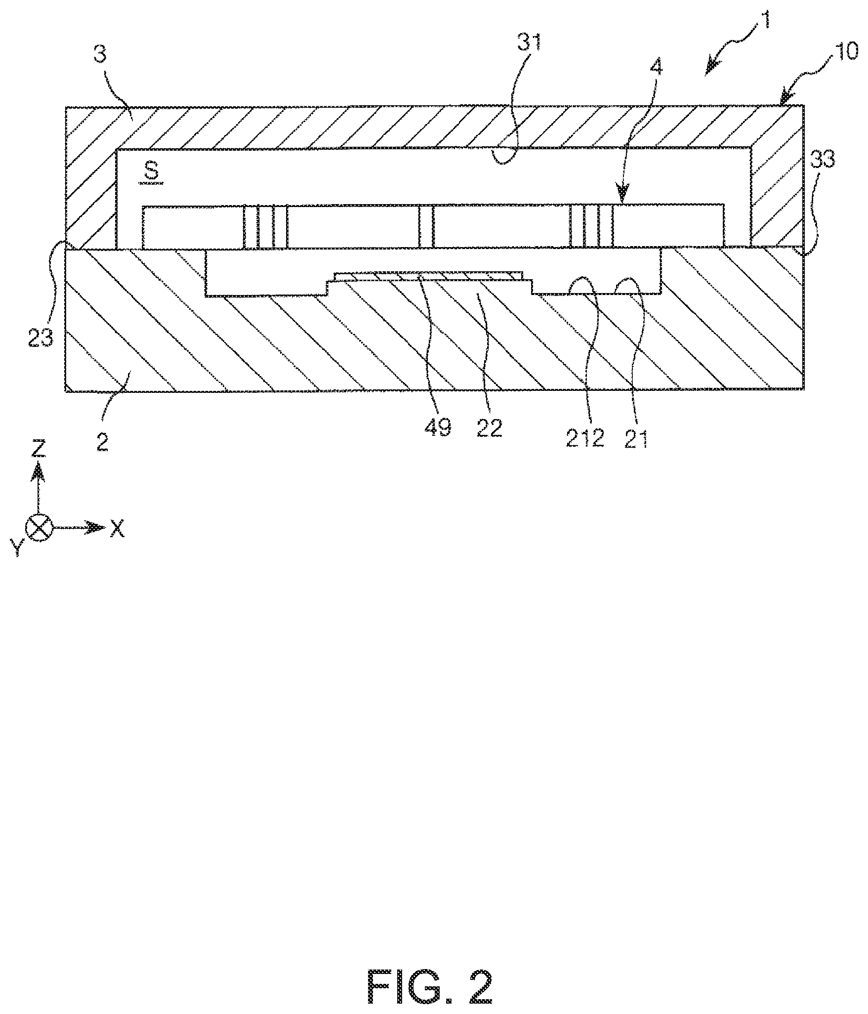 Patent US12099075 Figure 2 – Physical quantity sensor, composite sensor, inertial measurement unit, portable electronic apparatus, electronic apparatus, and vehicle