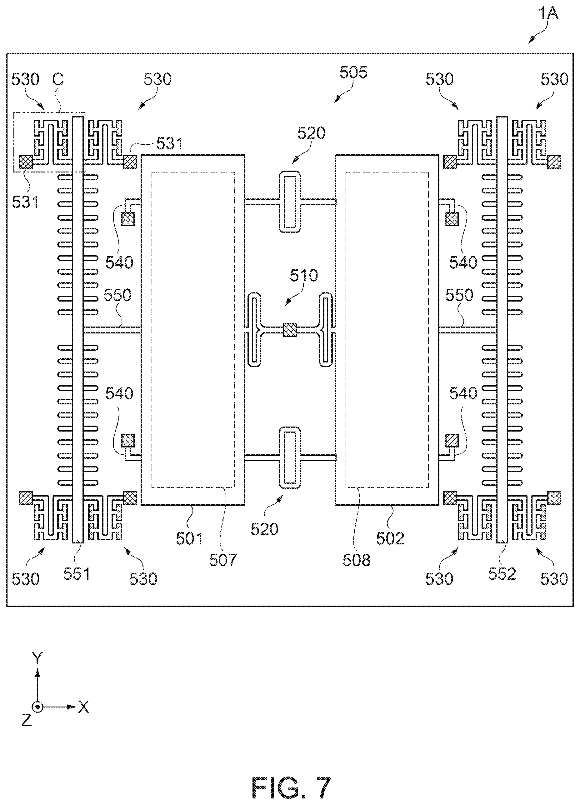 Patent US12099075 Figure 7 – Physical quantity sensor, composite sensor, inertial measurement unit, portable electronic apparatus, electronic apparatus, and vehicle