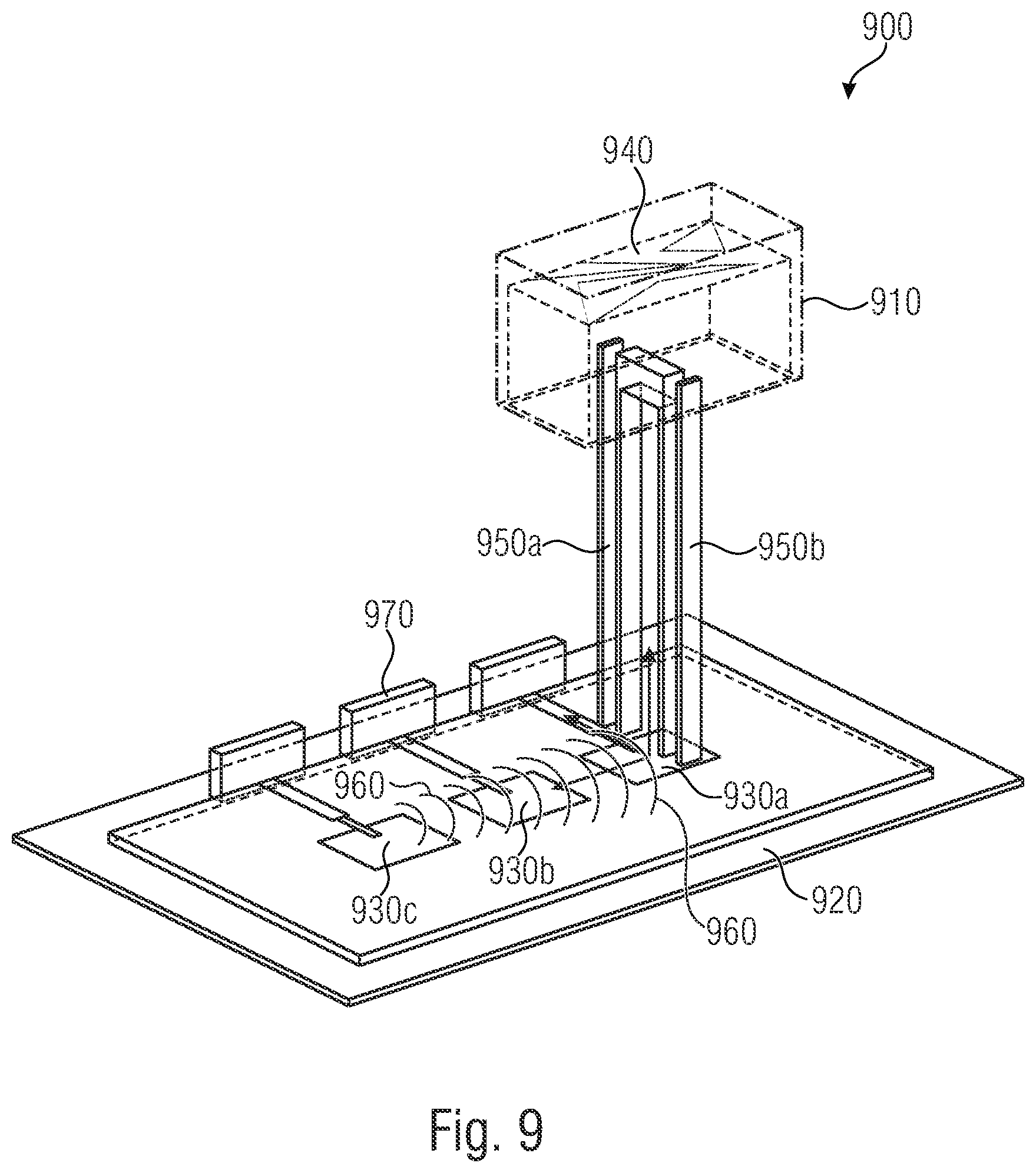 Patent US12099088 Figure 9 – Test equipment for testing a device under test having an antenna