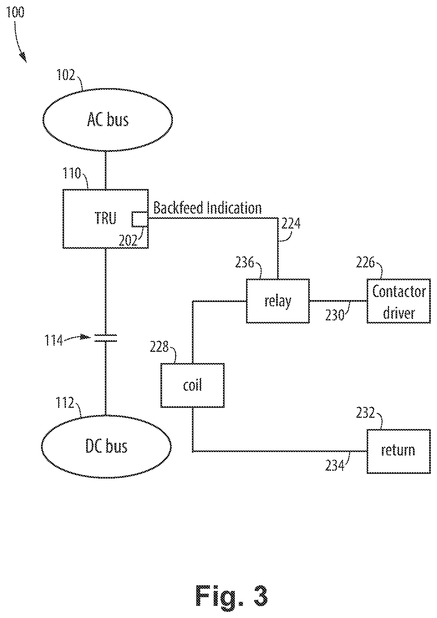 Patent US12099096 Figure 3 – Built in test (BIT) for transformer rectifier unit (TRU) backfeed interlock