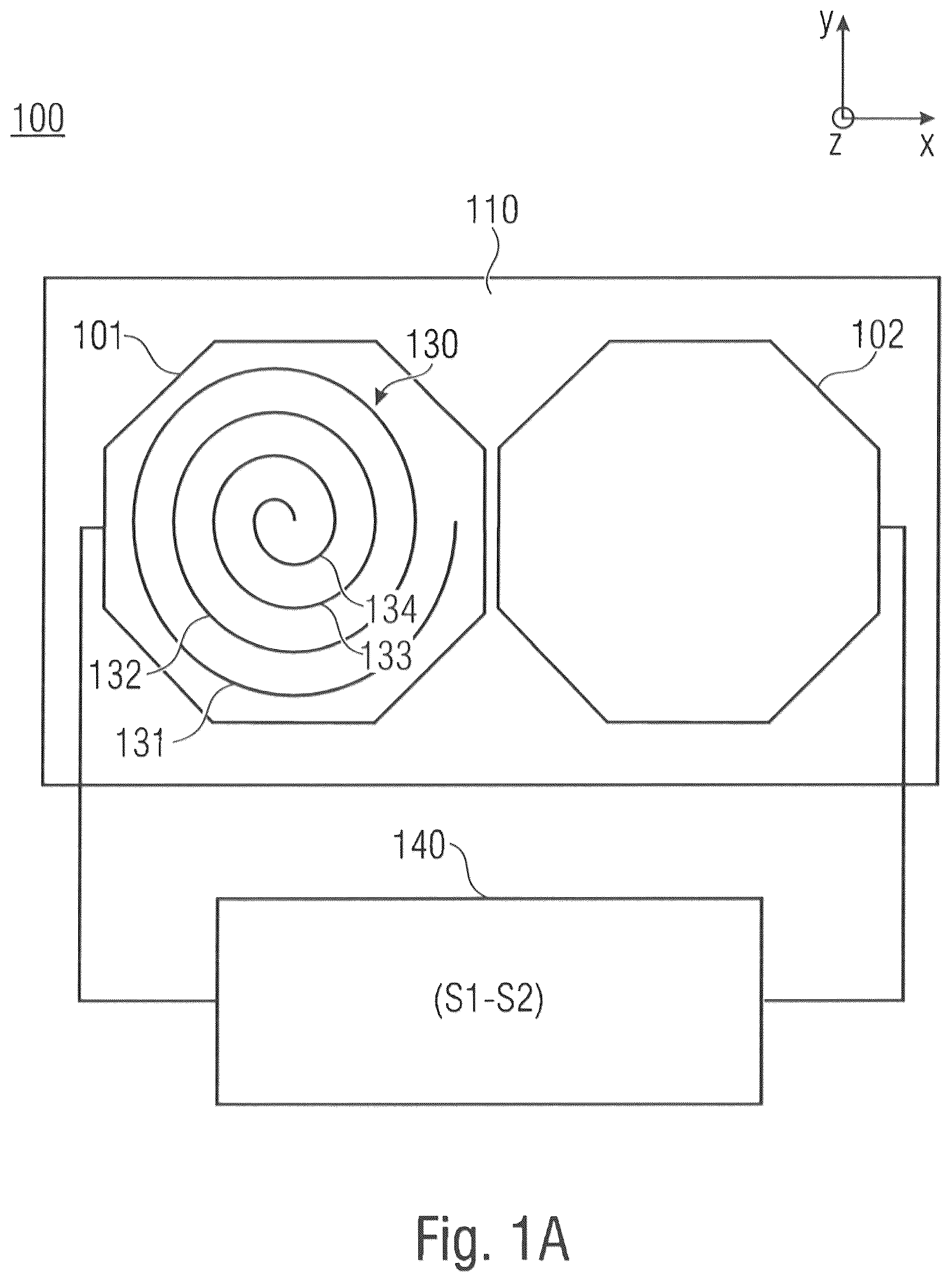 Patent US12099099 — Z magnetic field sensors with planar calibration coils — Figure 1