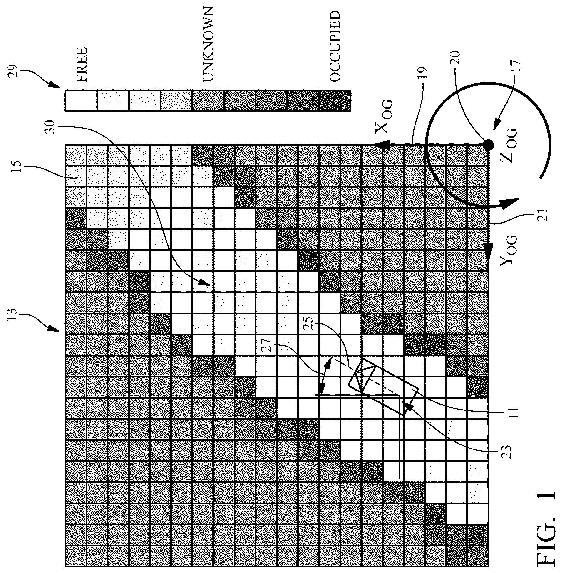 Patent US12099127 Figure 1 – Method and device for arranging a grid structure with respect to a vehicle position