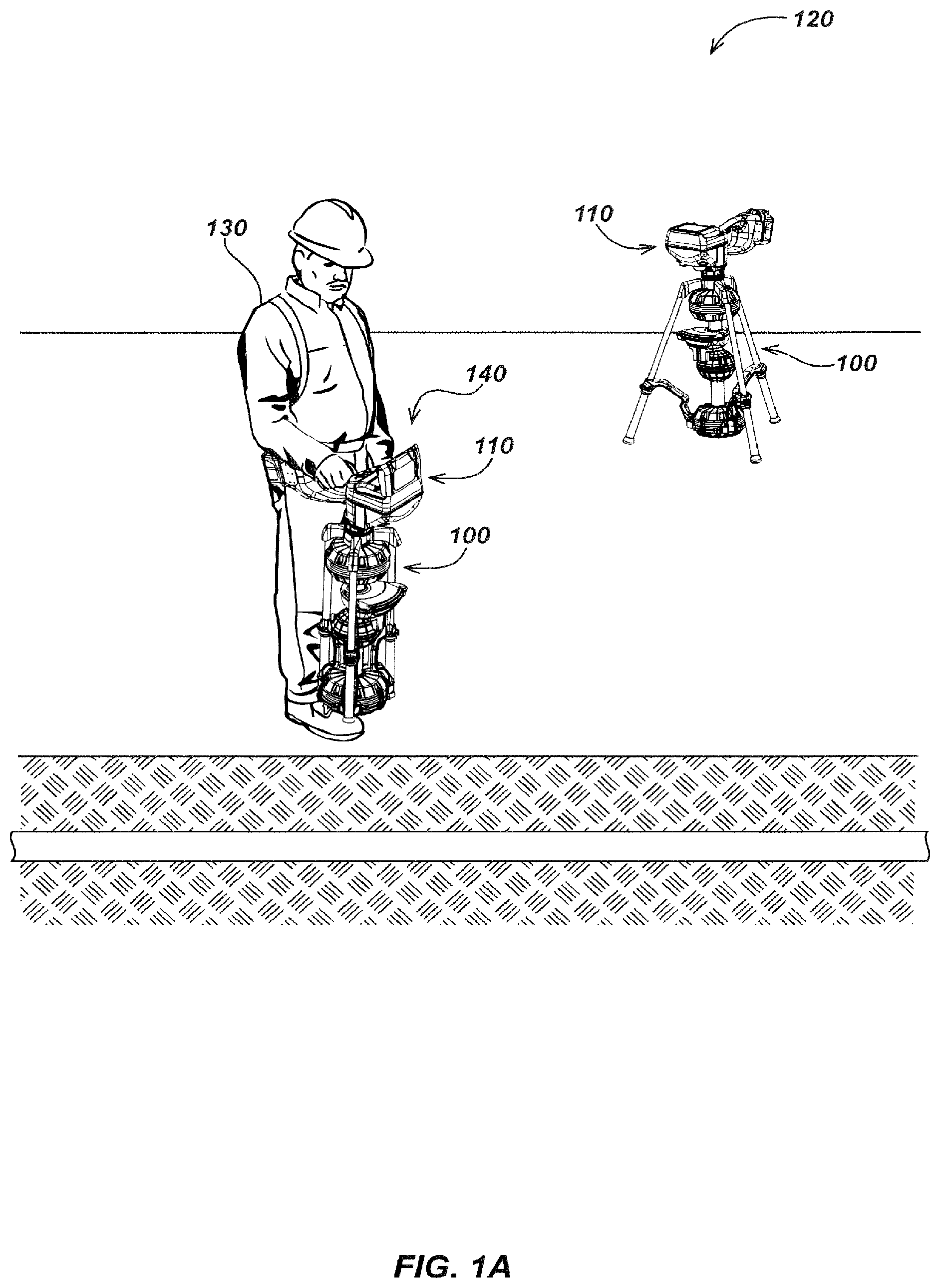 Patent US12099161 Figure 1 – Self-standing multi-leg attachment devices for use with utility locators