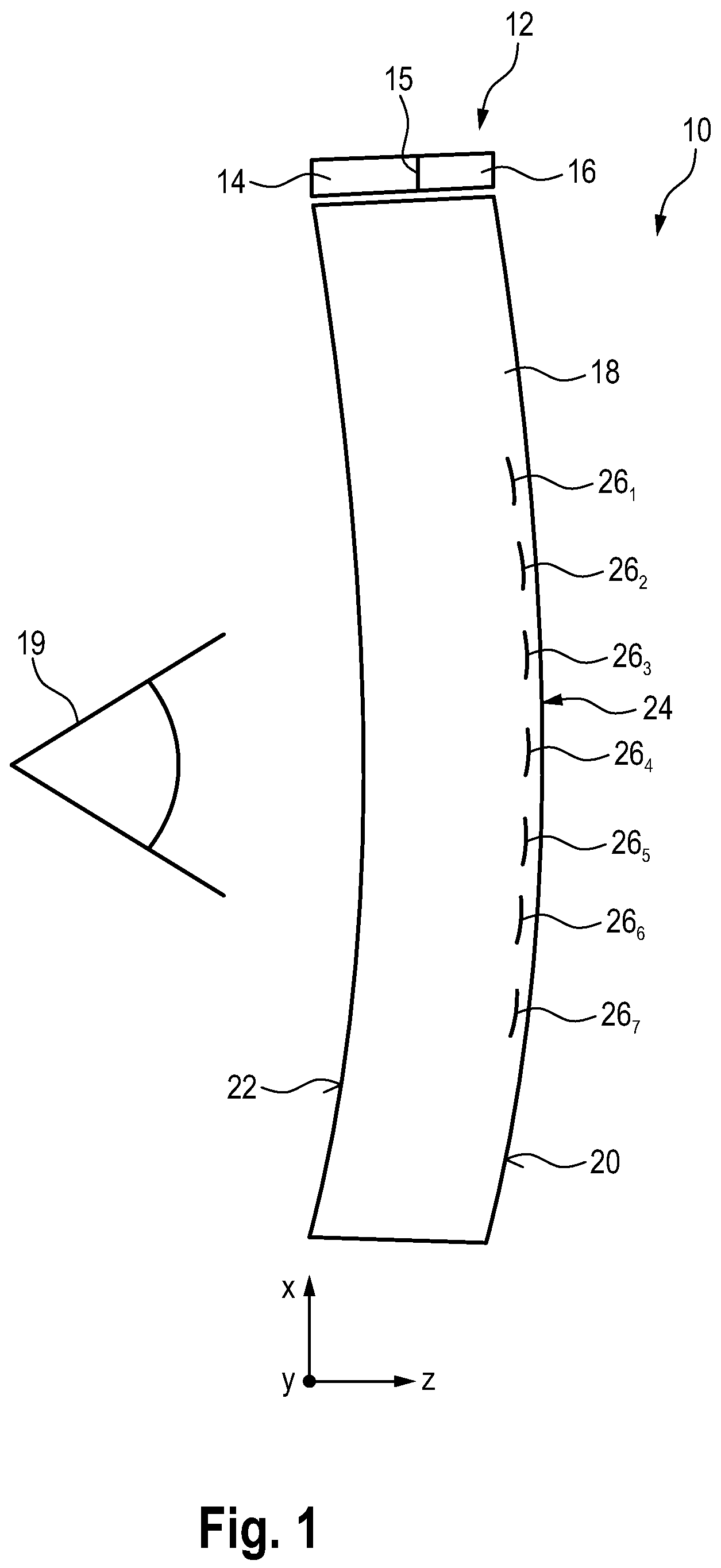 Patent US12099188 Figure 1 – Optical system for generating a virtual image, and smartglasses