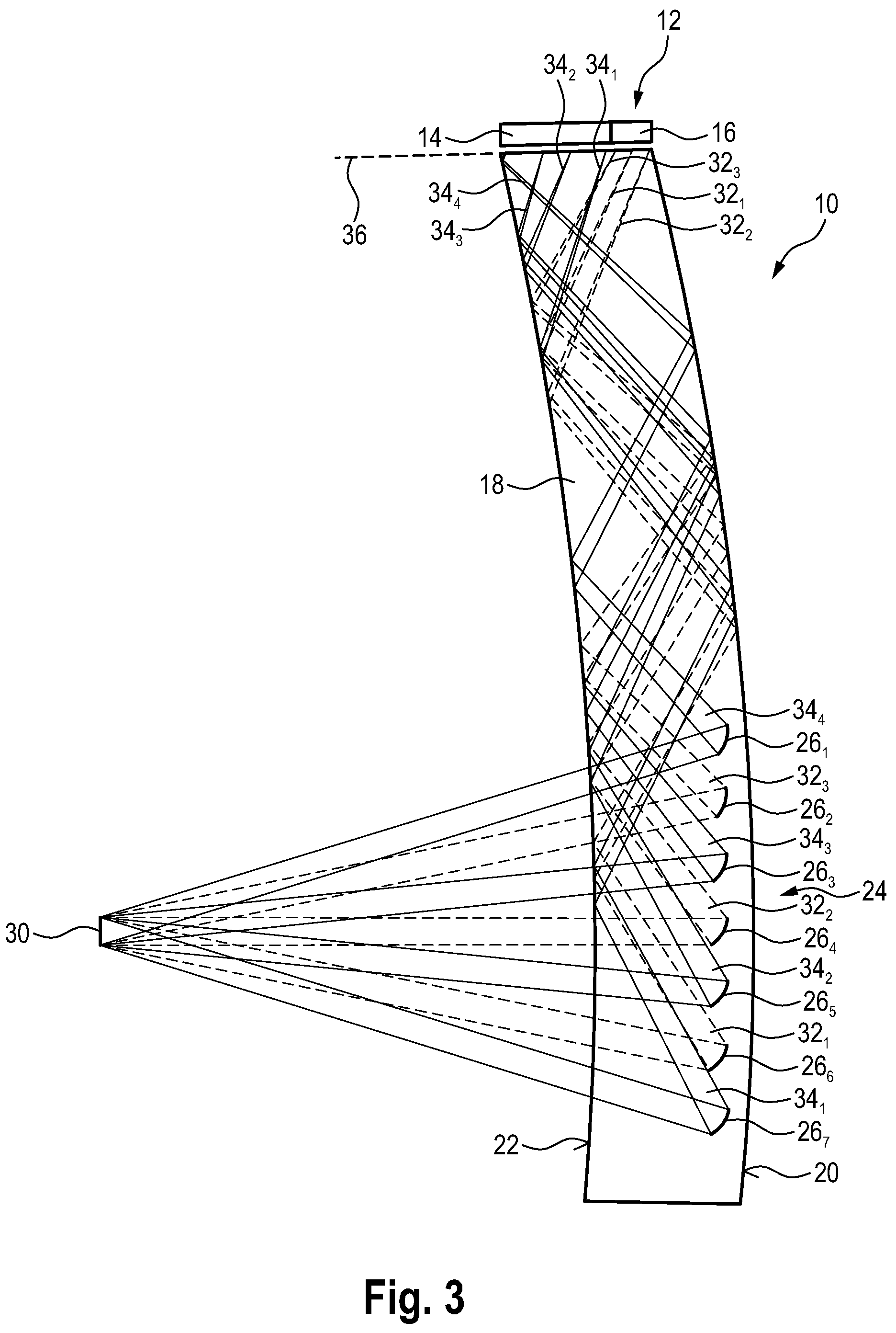 Patent US12099188 Figure 3 – Optical system for generating a virtual image, and smartglasses