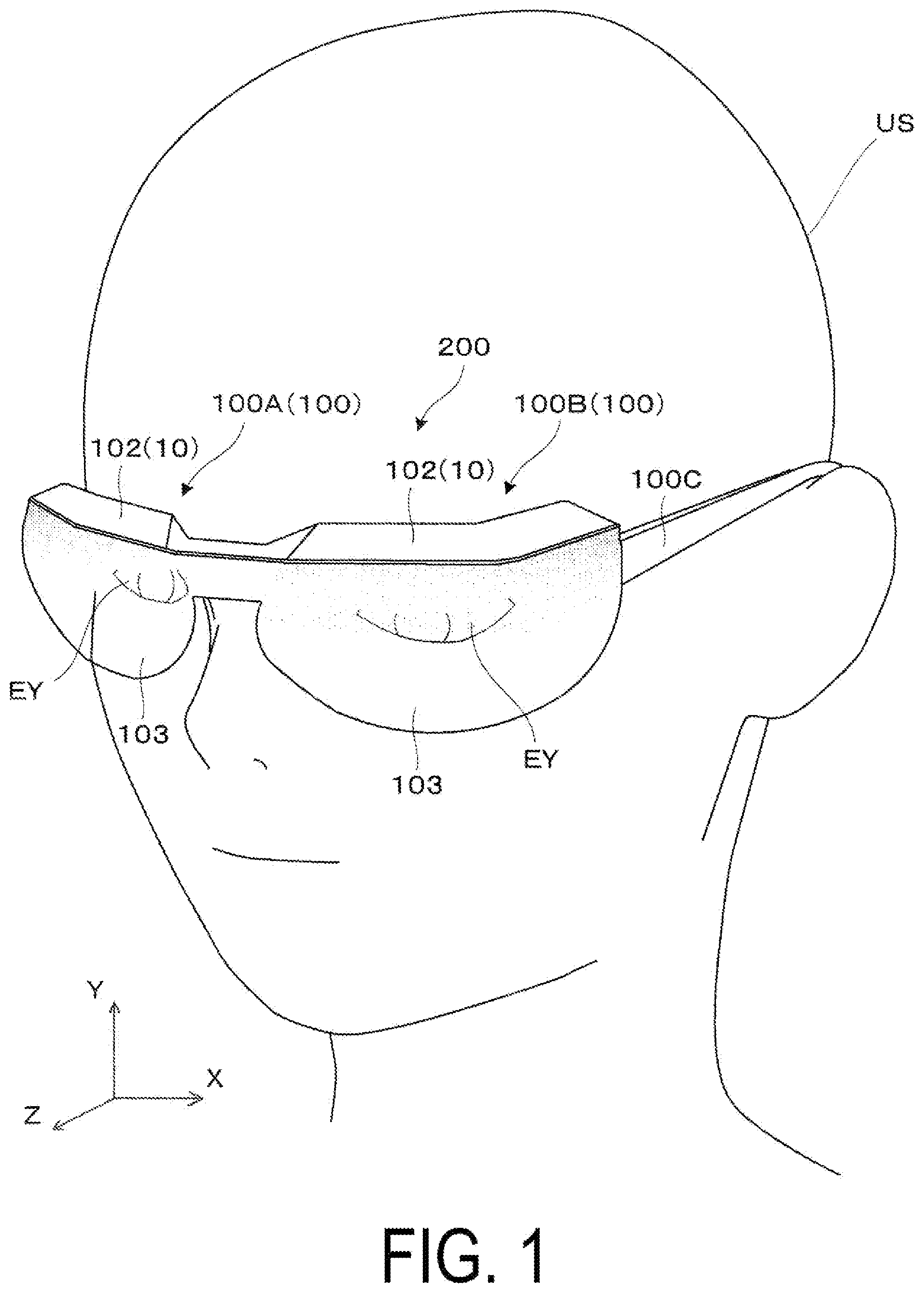 Patent US12099189 Figure 1 – Display device and optical unit