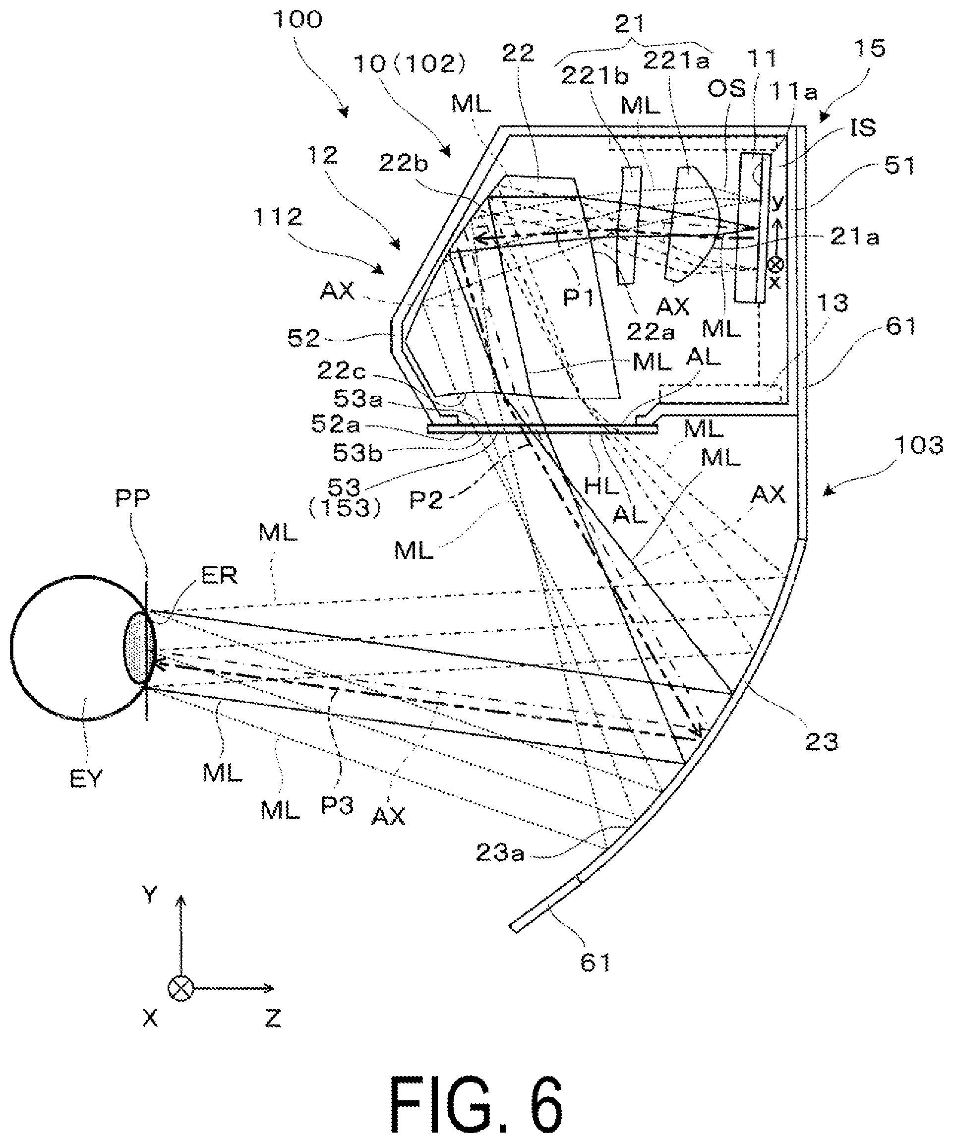 Patent US12099189 Figure 6 – Display device and optical unit
