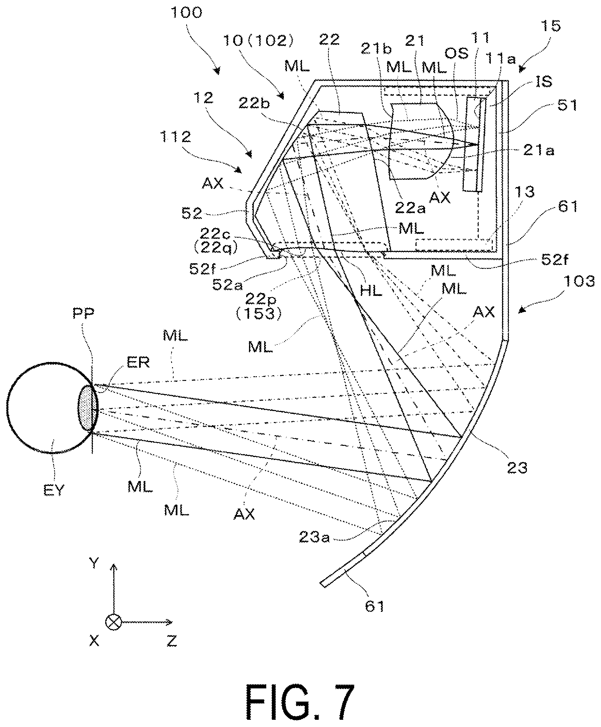 Patent US12099189 Figure 7 – Display device and optical unit